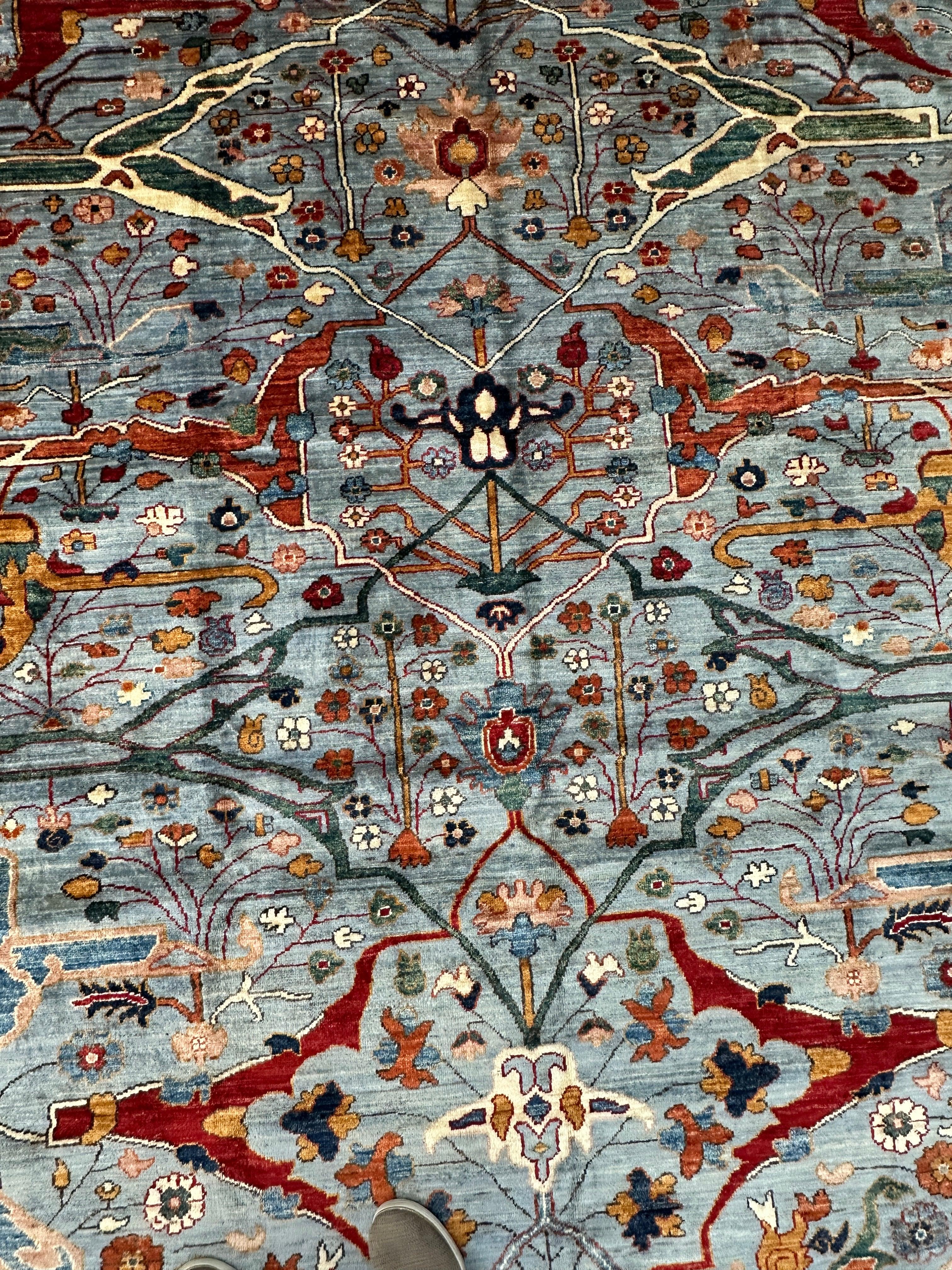 Hand-Knotted Trasitional Serapi Ghazni Wool Rug – 9’1” x 12’ – Intricate Floral Design - Image 5