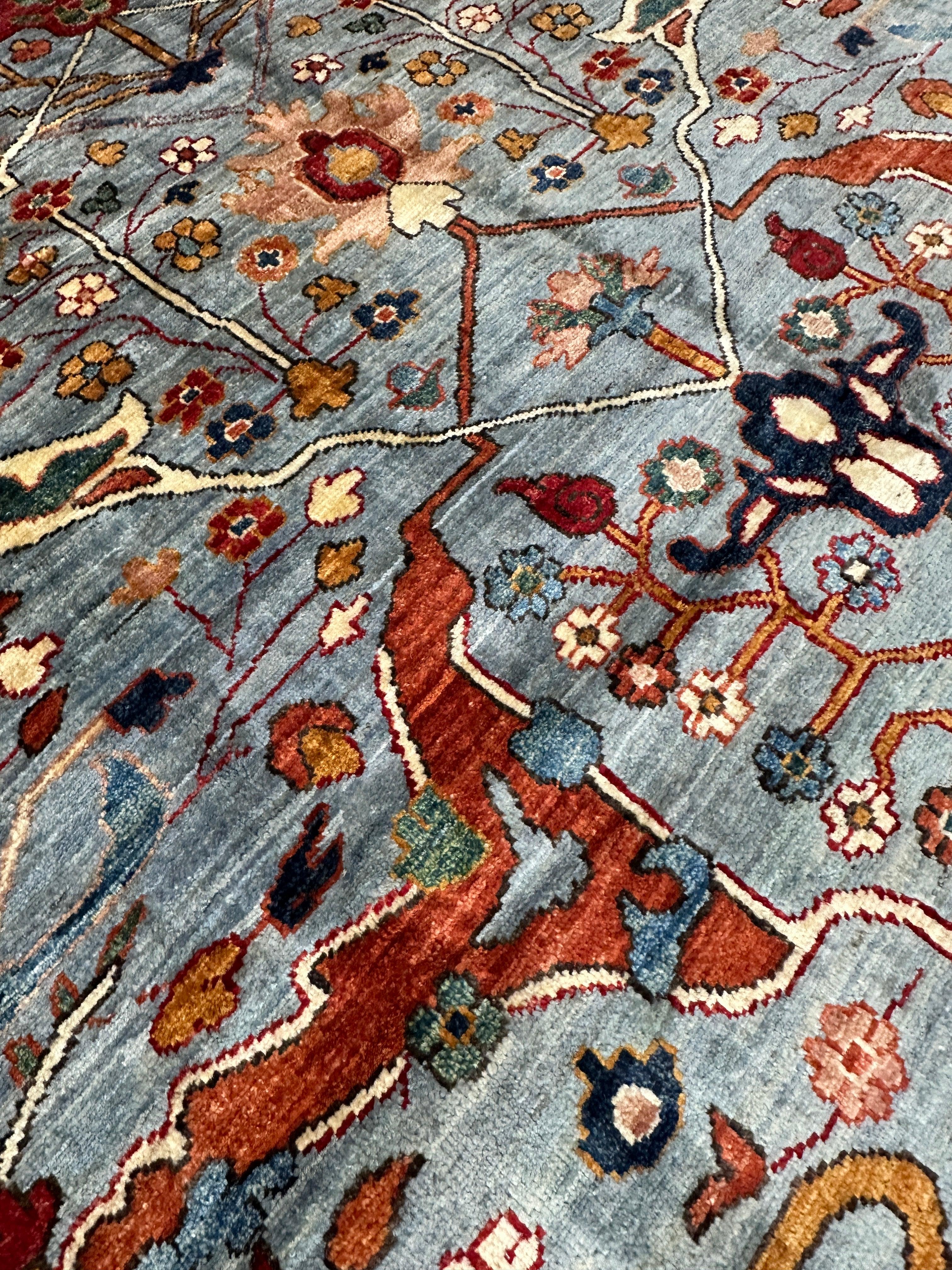 Hand-Knotted Trasitional Serapi Ghazni Wool Rug – 9’1” x 12’ – Intricate Floral Design - Image 6