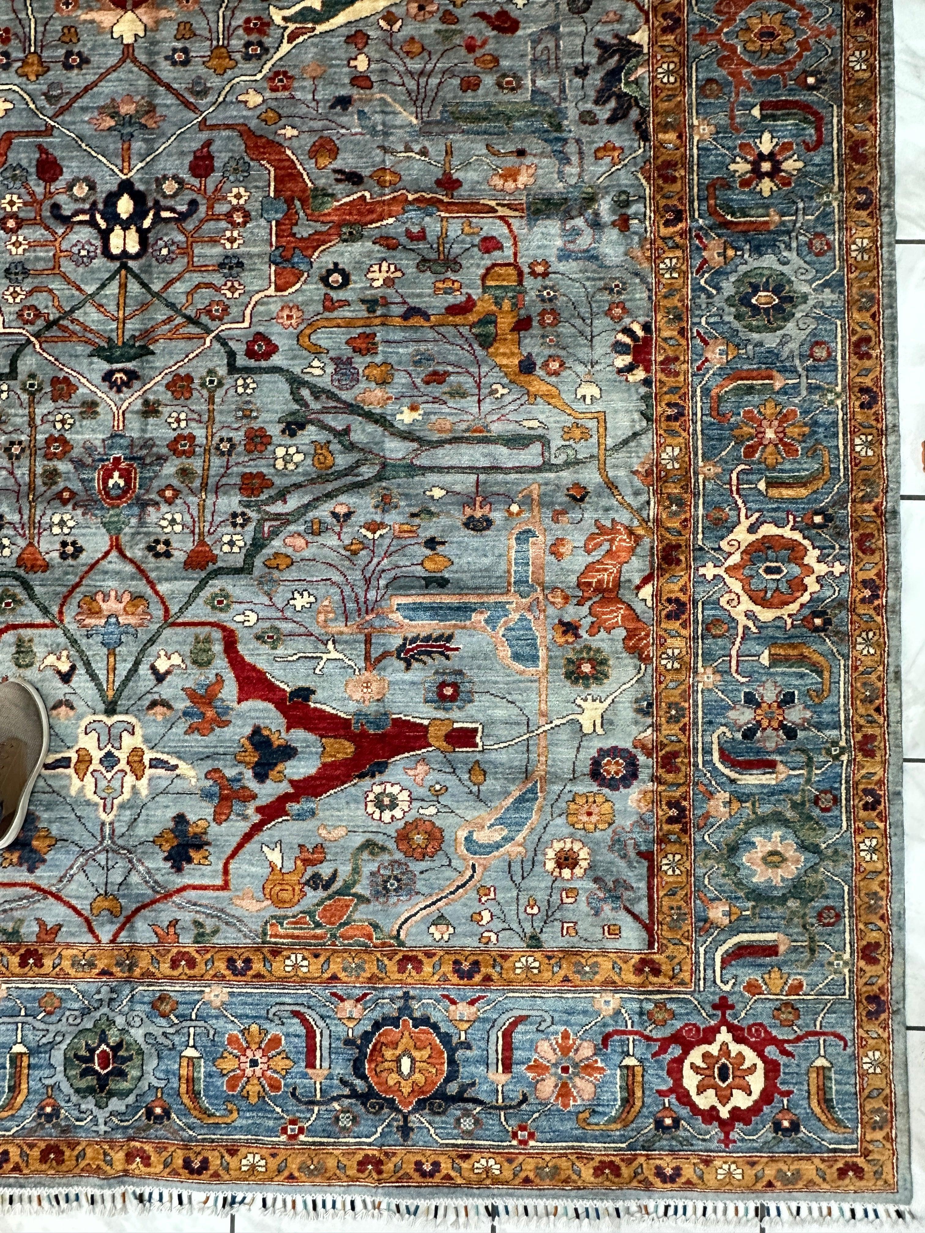 Hand-Knotted Trasitional Serapi Ghazni Wool Rug – 9’1” x 12’ – Intricate Floral Design - Image 7