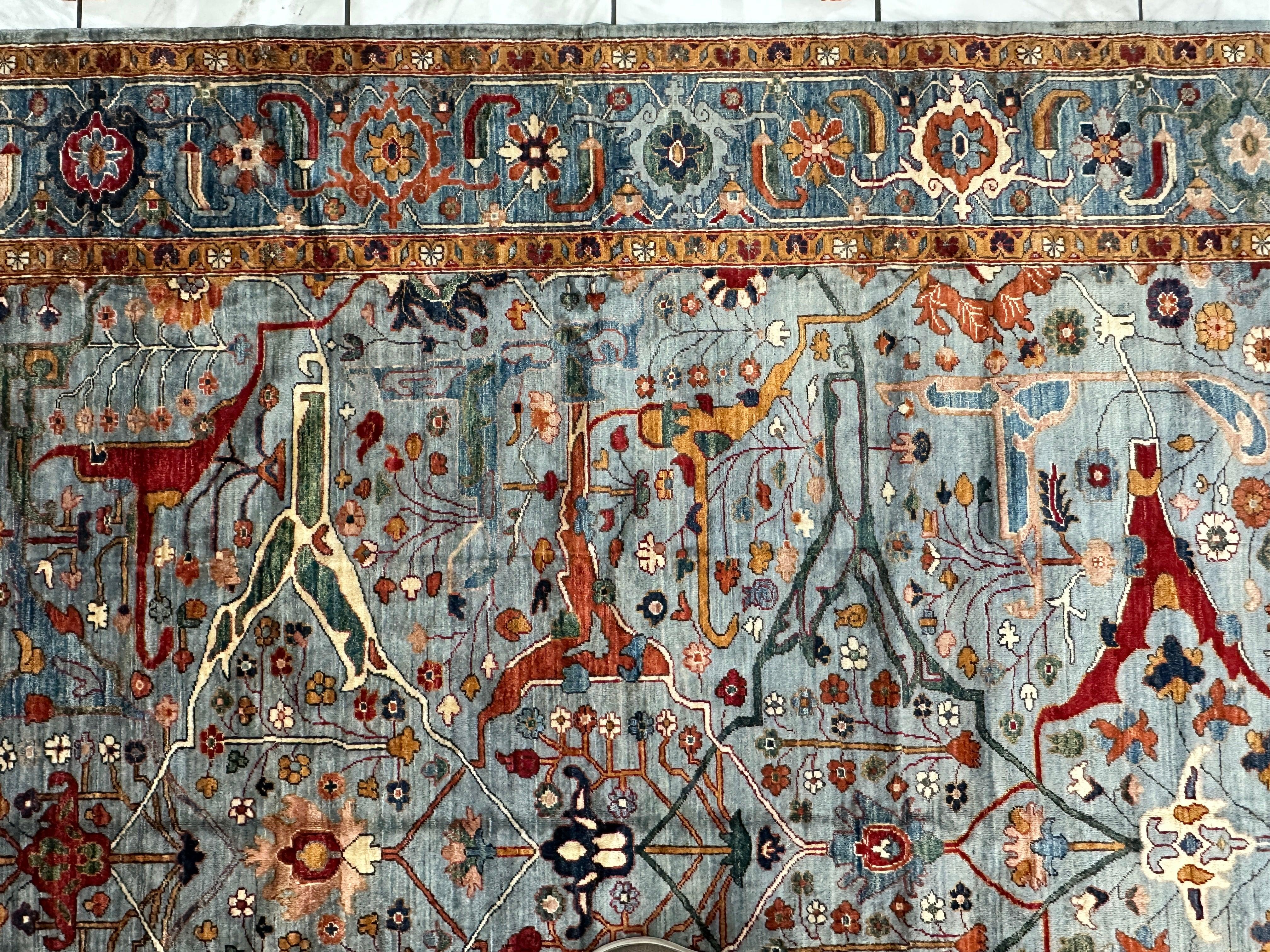 Hand-Knotted Trasitional Serapi Ghazni Wool Rug – 9’1” x 12’ – Intricate Floral Design - Image 8