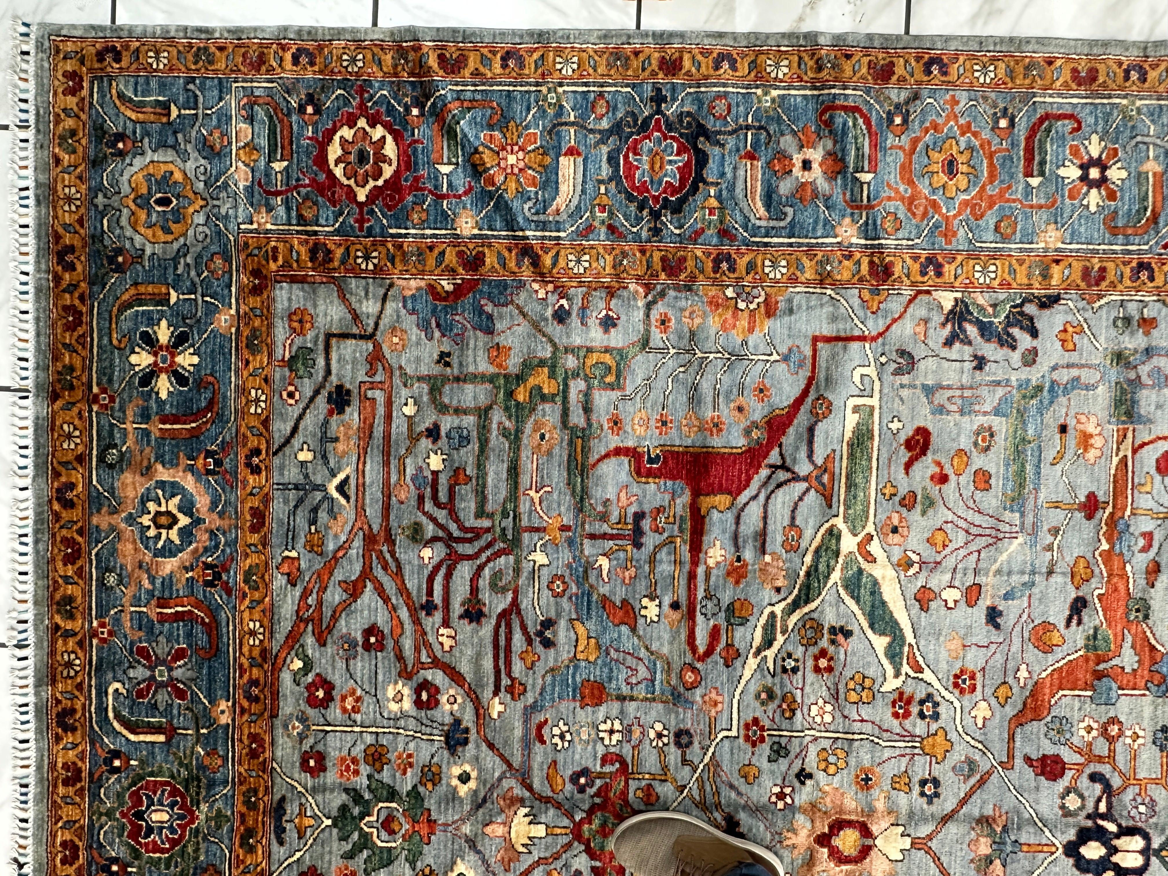 Hand-Knotted Trasitional Serapi Ghazni Wool Rug – 9’1” x 12’ – Intricate Floral Design - Image 9