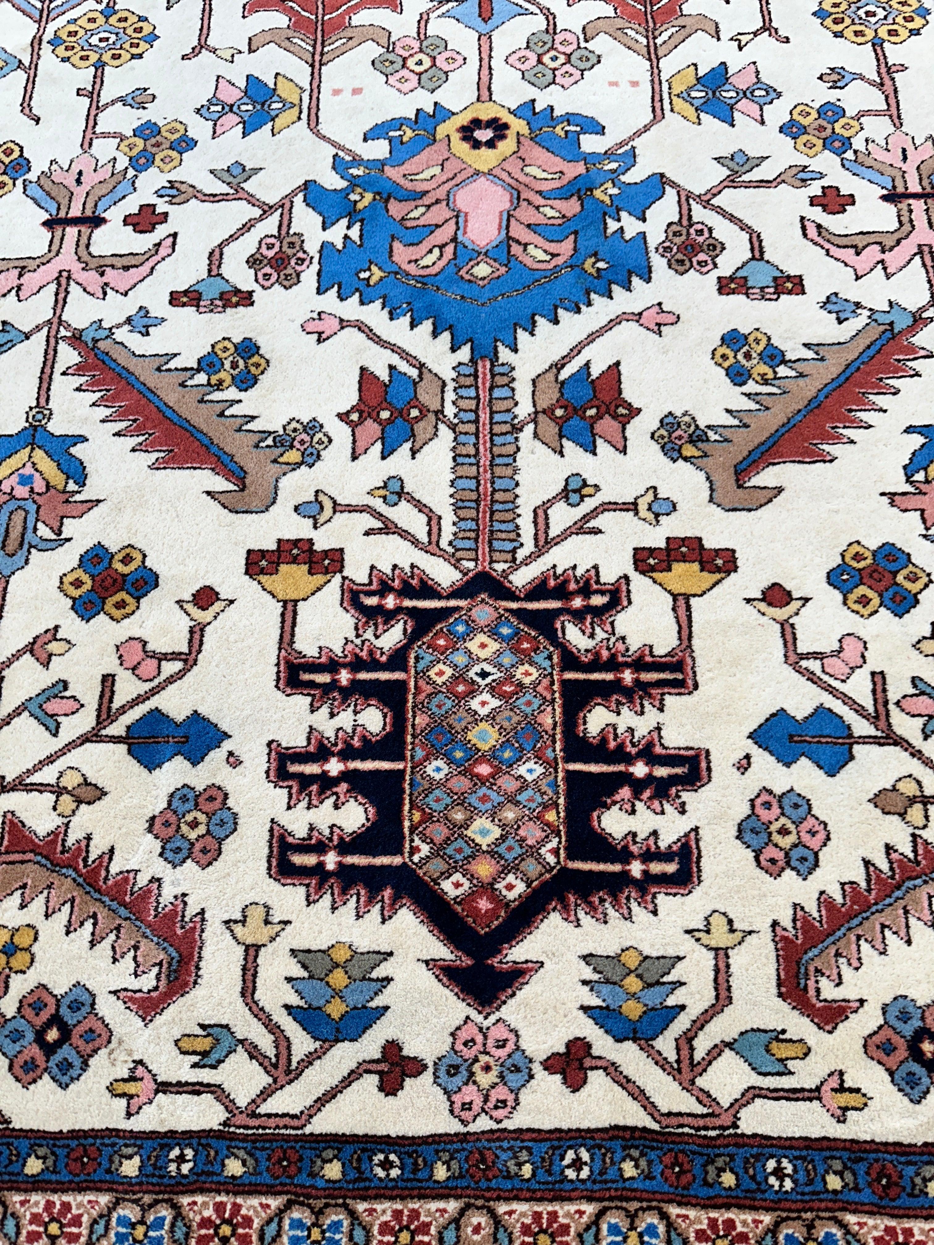 Hand-Knotted Vintage Afghani Serapi Wool Rug – 10'10" x 15'10" – Elegant Traditional Area Rug - Image 11