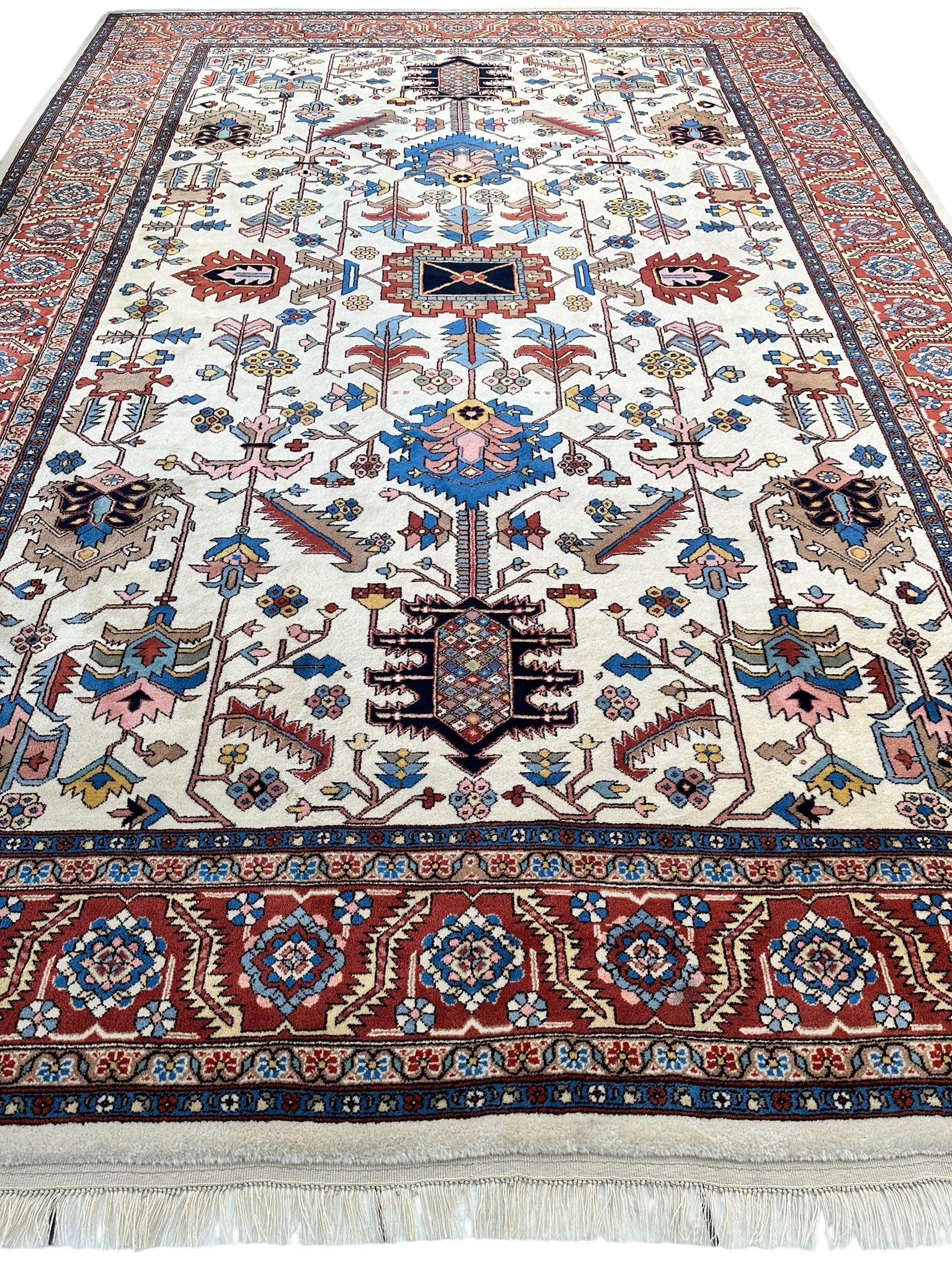Hand-Knotted Vintage Afghani Serapi Wool Rug – 10'10" x 15'10" – Elegant Traditional Area Rug - Image 2