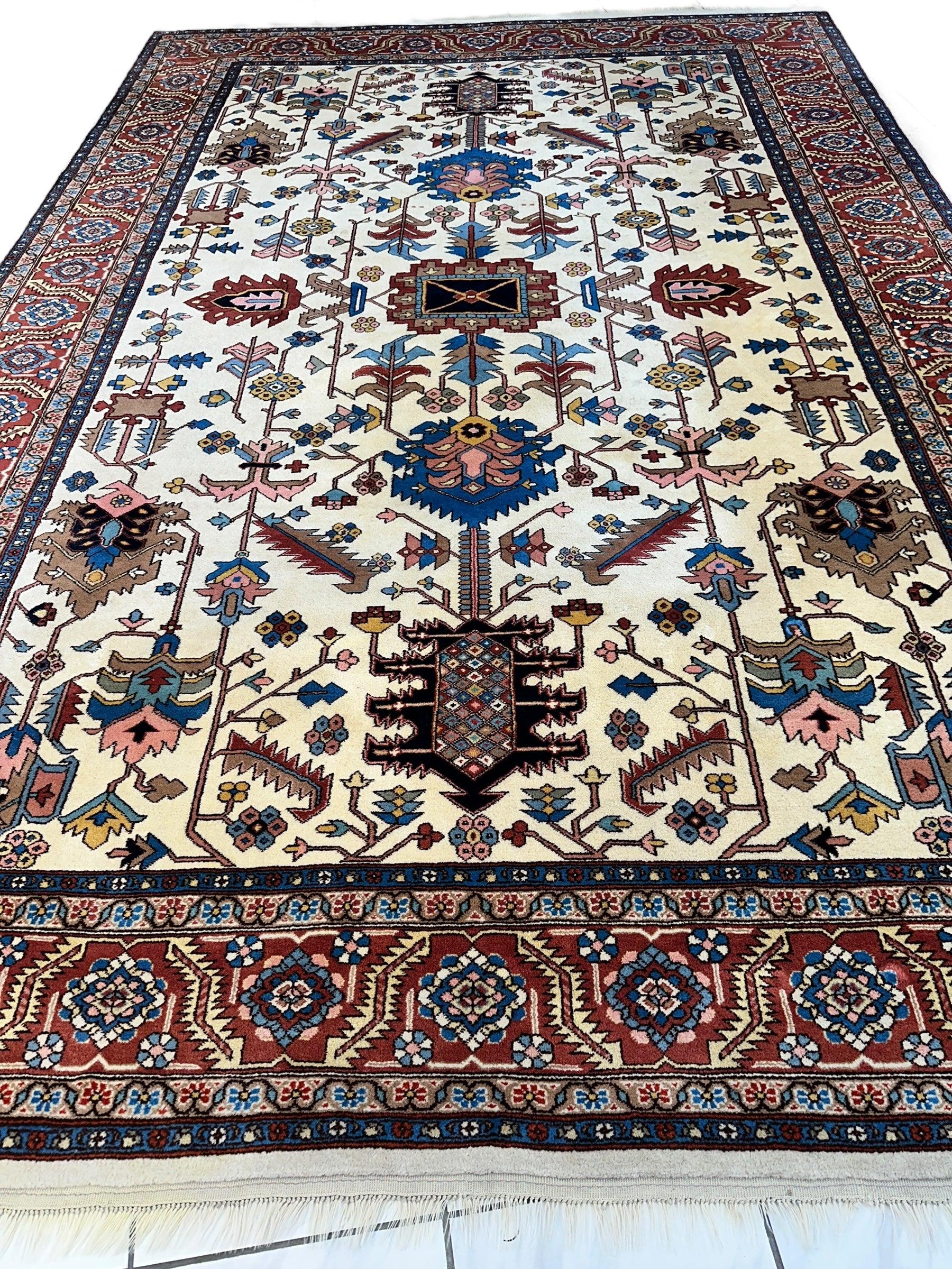 Hand-Knotted Vintage Afghani Serapi Wool Rug – 10'10" x 15'10" – Elegant Traditional Area Rug - Image 4