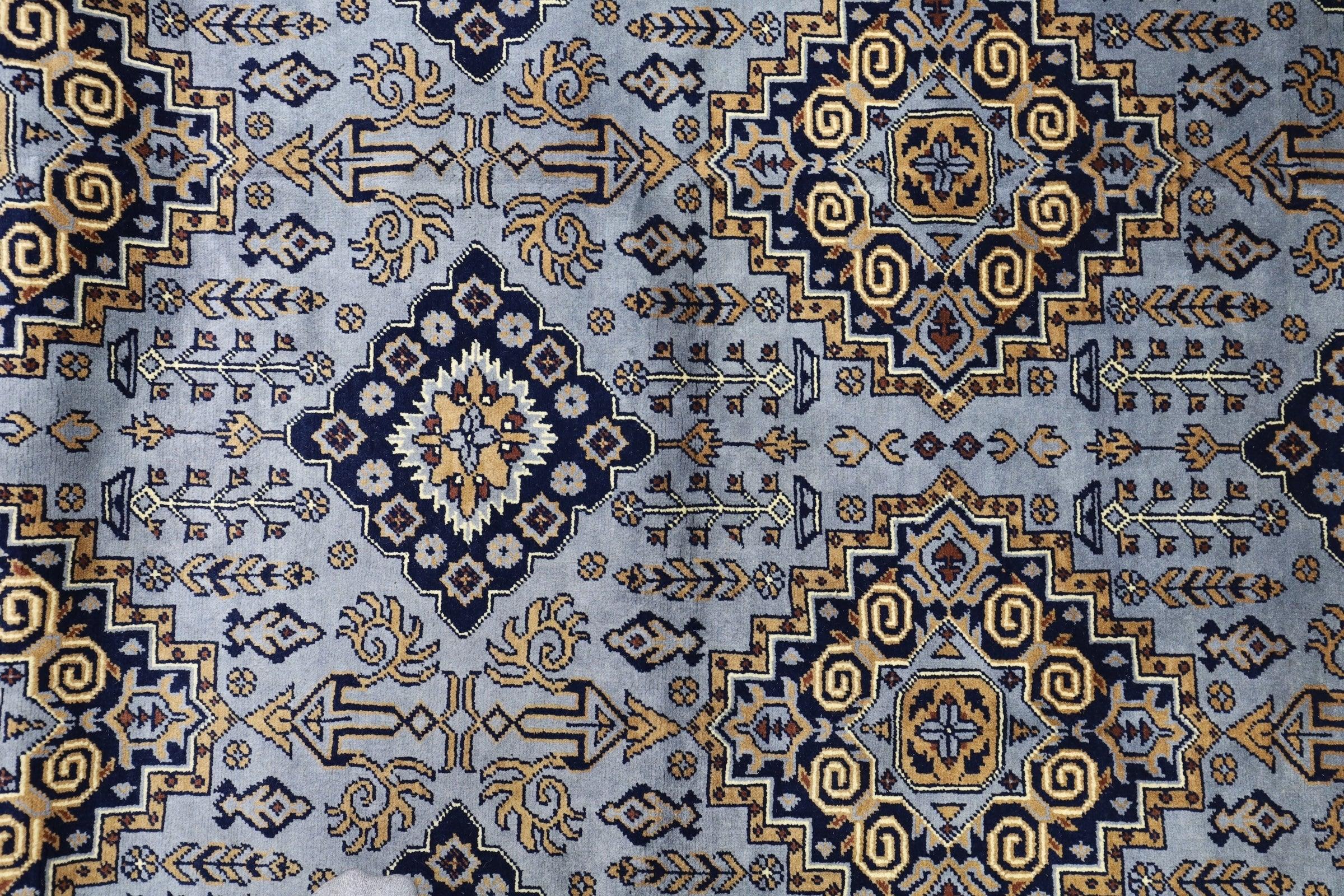 Hand-Knotted Zerkhaki Afghan Wool Area Rug – 6'11" x 10'3" | Elegant Grey-Toned Design - Image 4