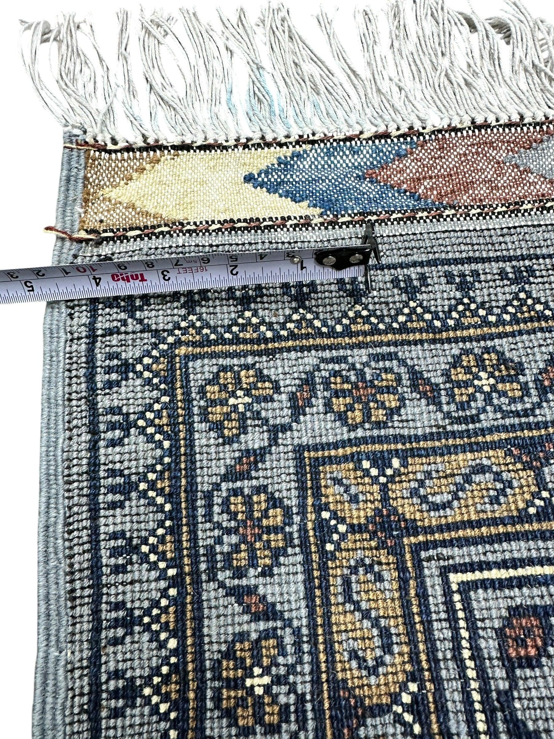 Hand-Knotted Zerkhaki Afghan Wool Area Rug – 6'11" x 10'3" | Elegant Grey-Toned Design - Image 7