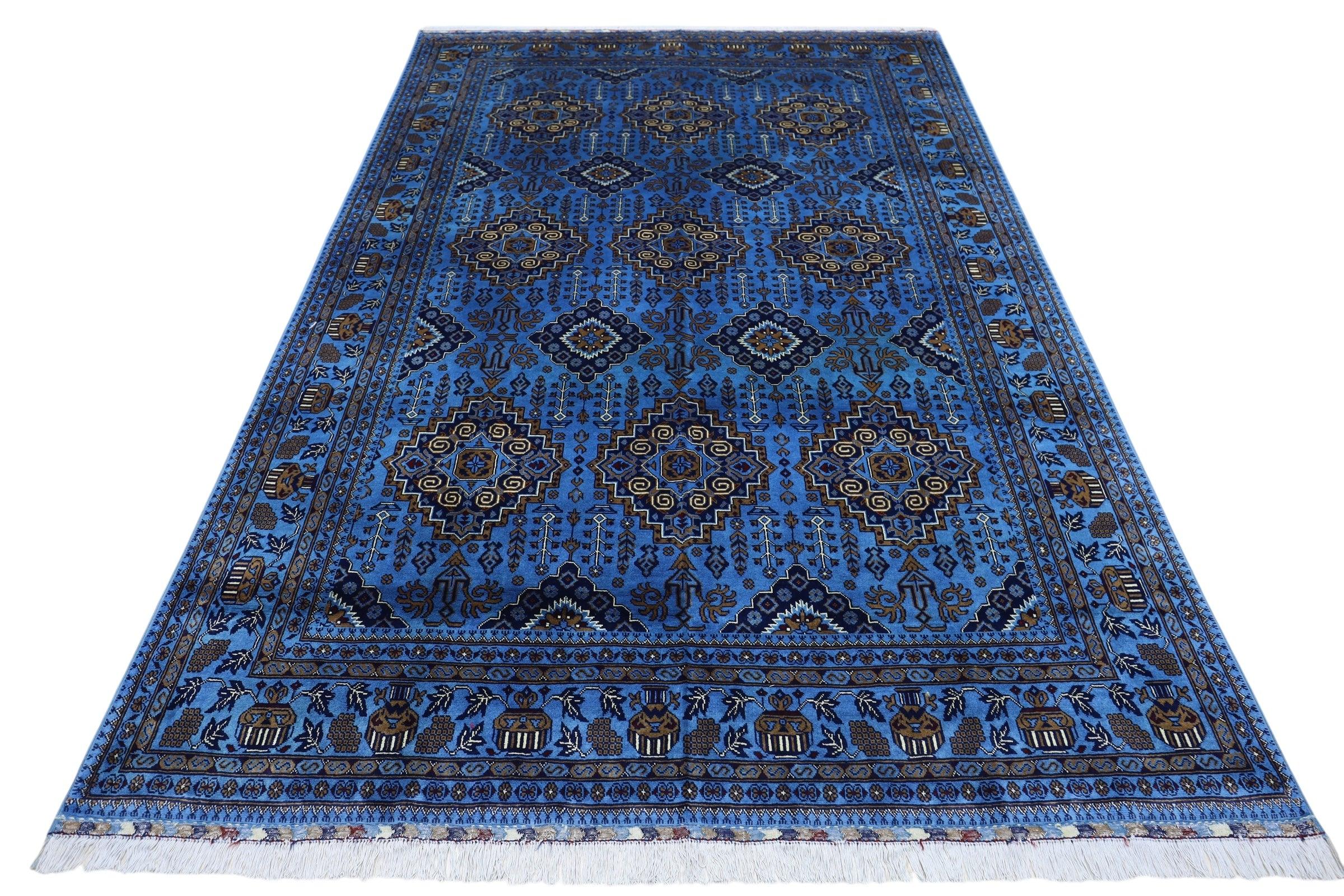 Hand-Knotted Zerkhaki Afghan Wool Area Rug – 6'6" x 10' | Elegant Blue Tones, Handmade Quality - Image 2