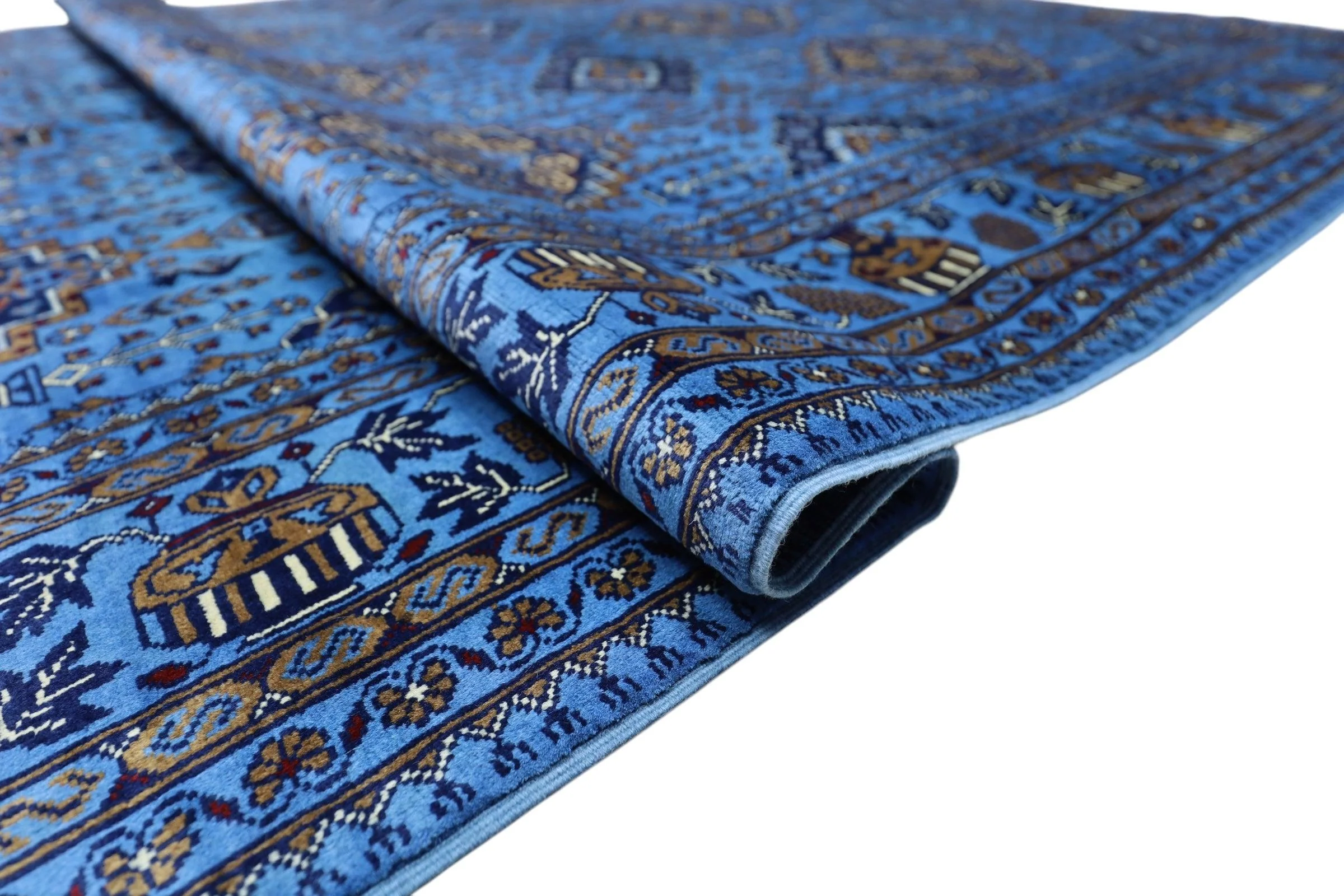 Hand-Knotted Zerkhaki Afghan Wool Area Rug – 6'6" x 10' | Elegant Blue Tones, Handmade Quality - Image 3