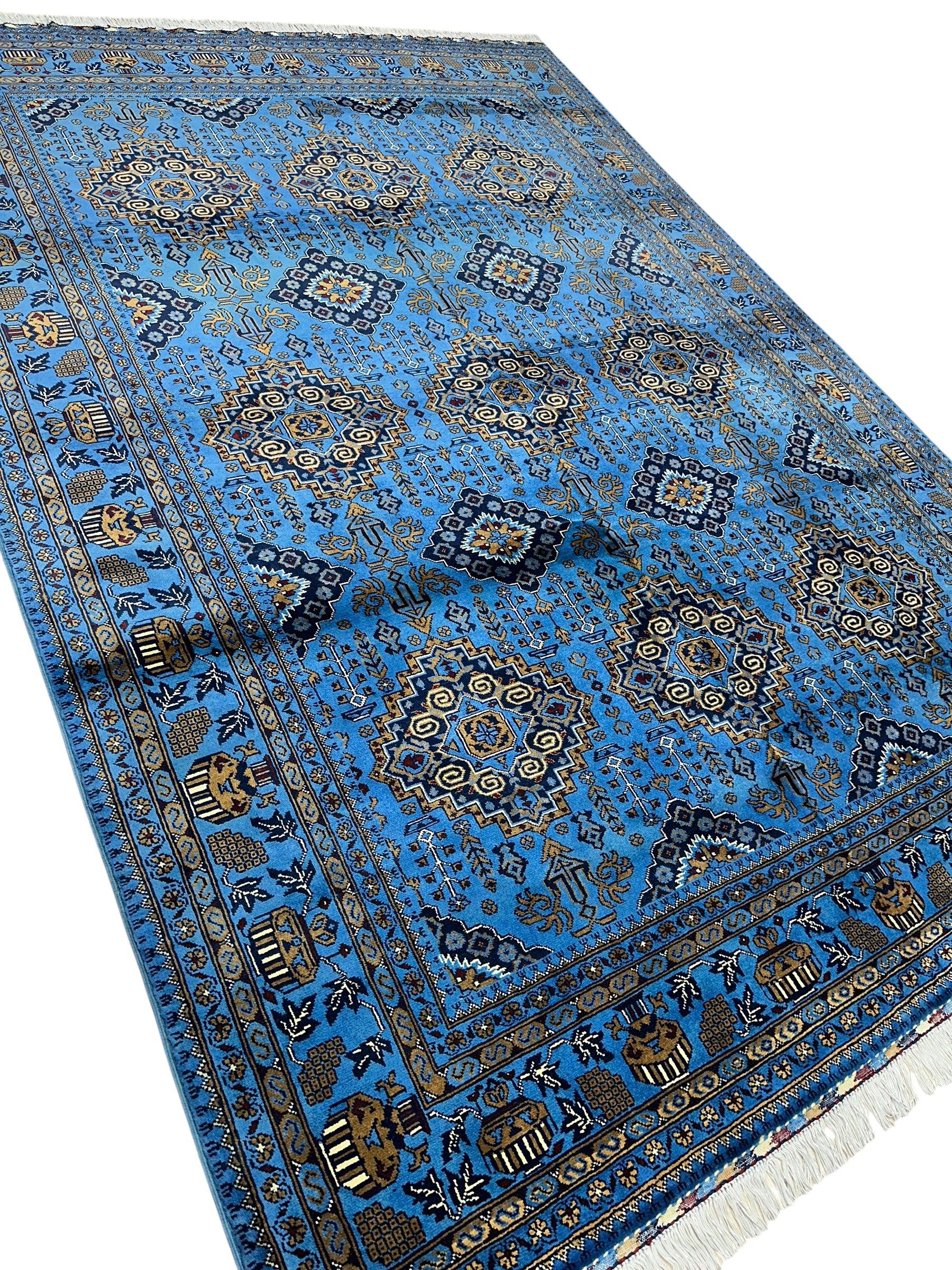 Hand-Knotted Zerkhaki Afghan Wool Area Rug – 6'6" x 10' | Elegant Blue Tones, Handmade Quality - Image 4