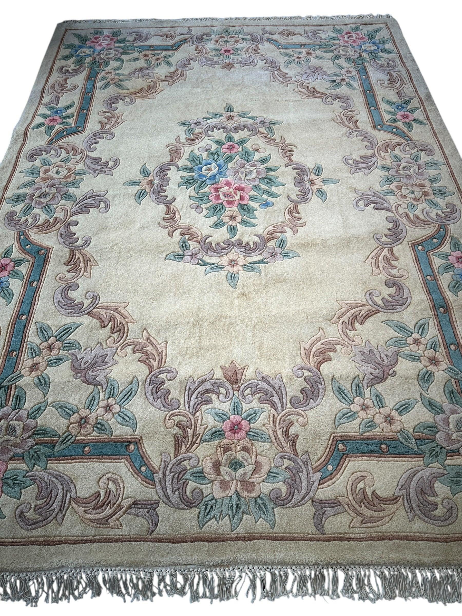 Hand-Tufted Chinese Aubusson Wool Rug – 7'10" x 11' – Luxurious Traditional Design - Image 3