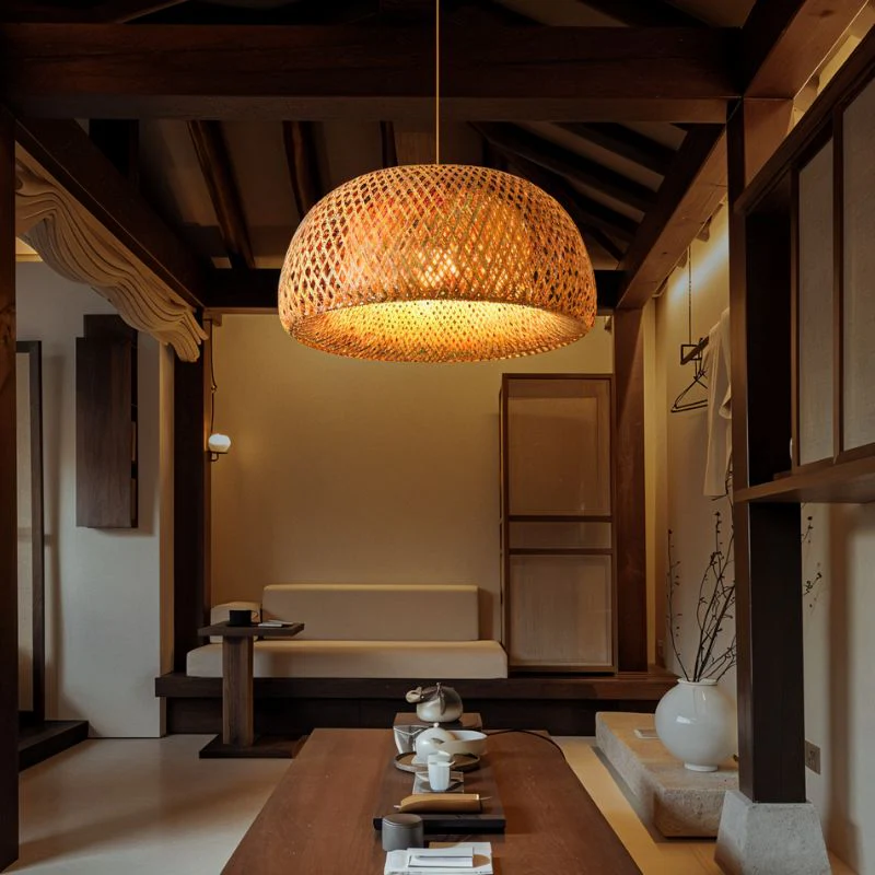 Hand-Weaved Rattan Cocoon Pendant Light - Image 5