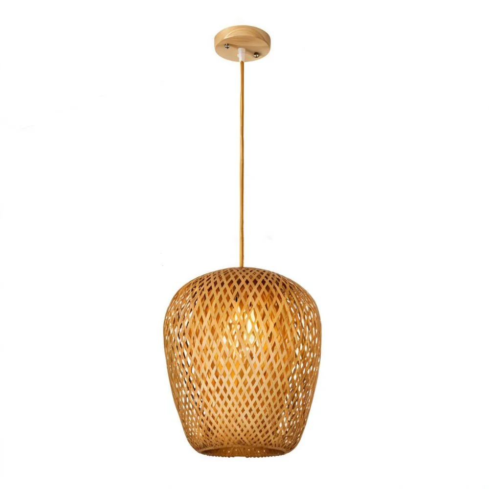 Hand-Weaved Rattan Cocoon Pendant Light - Image 8
