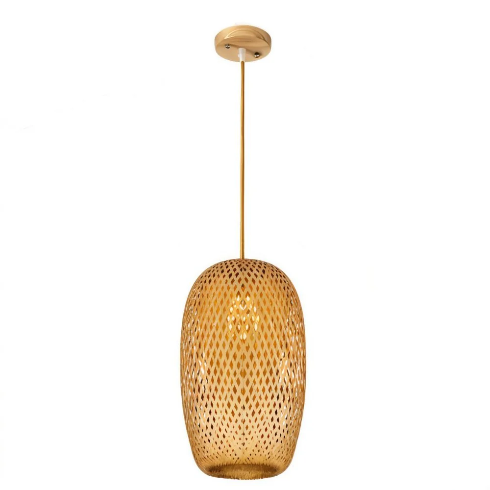 Hand-Weaved Rattan Cocoon Pendant Light - Image 9