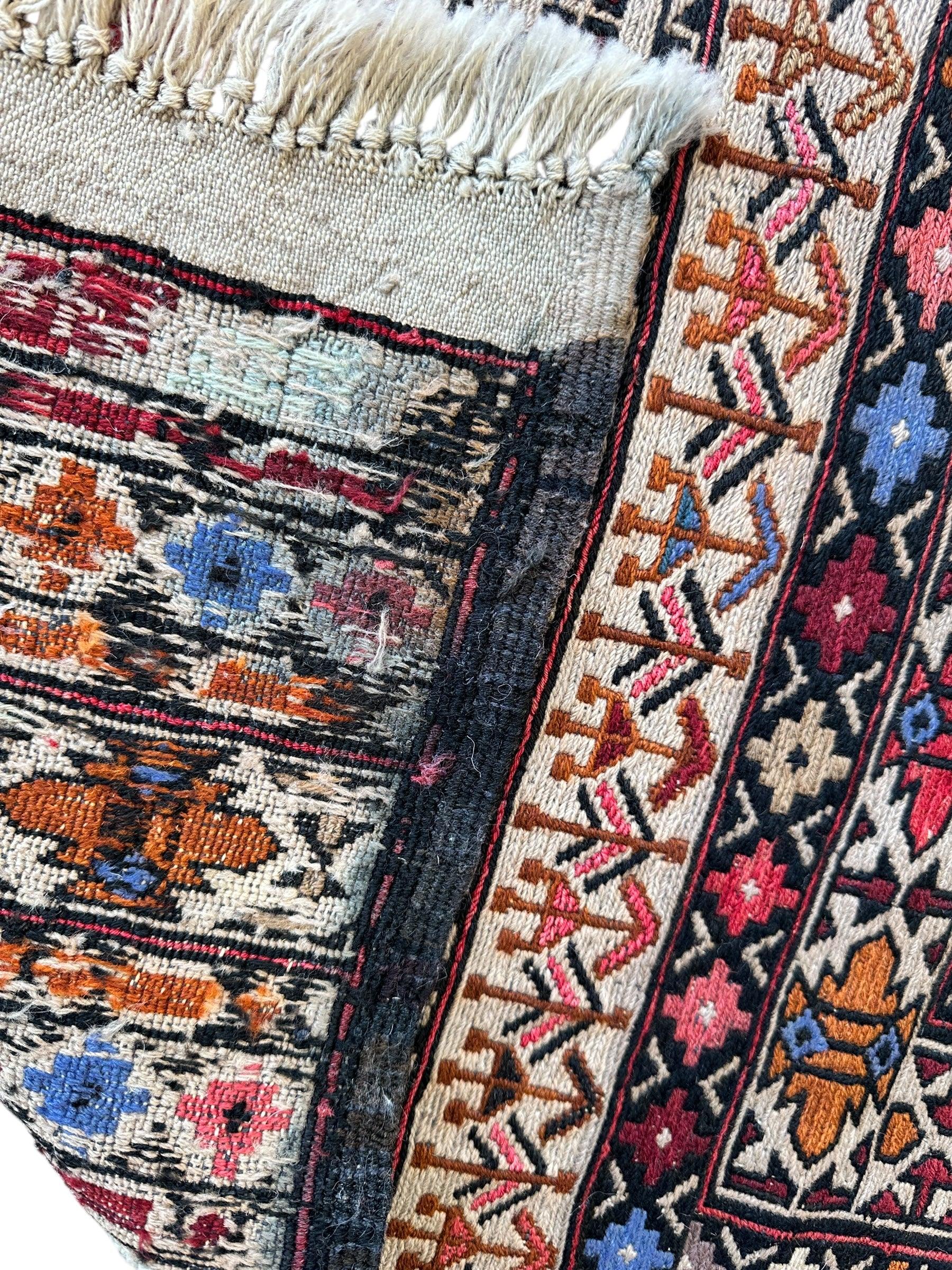 Hand-Woven Afghani Maliki Soumak Wool Kilim Rug - 4'2" x 6'6" - Image 6