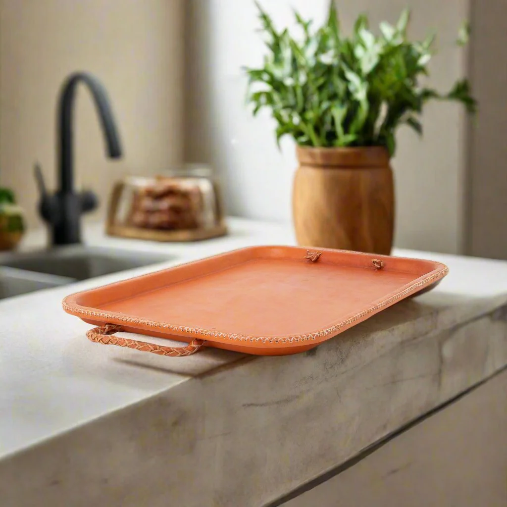 Hermana | 16” Serving Tray with Embroidered Handles - Image 2