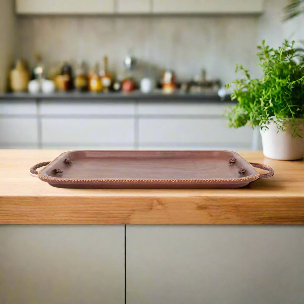 Hermana | 16” Serving Tray with Embroidered Handles - Image 3