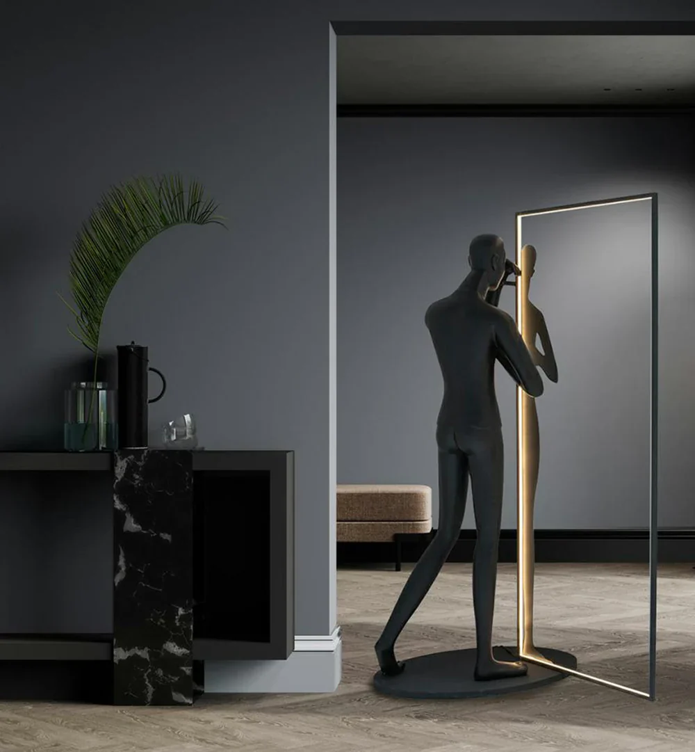 Human Mirror Sculpture Floor Lamp - Image 11