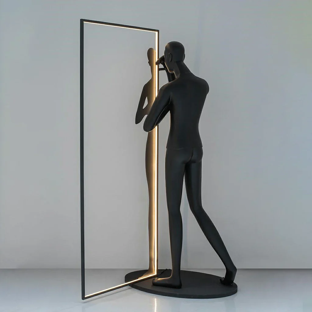 Human Mirror Sculpture Floor Lamp - Image 12