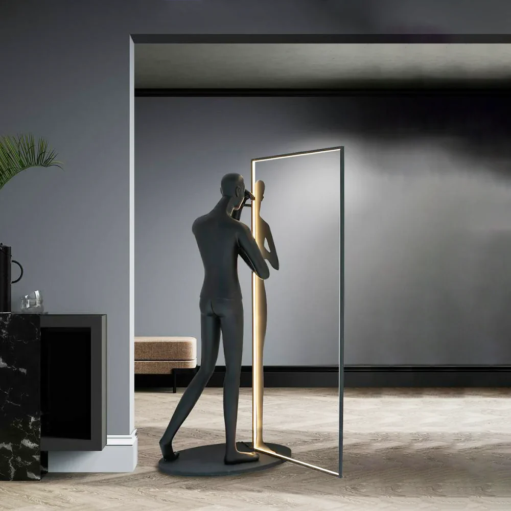 Human Mirror Sculpture Floor Lamp - Image 3
