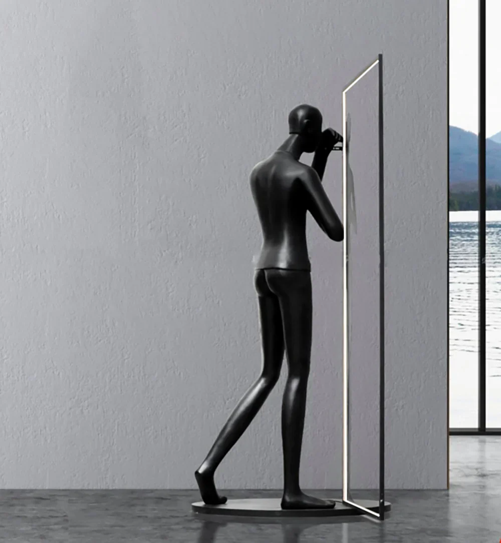Human Mirror Sculpture Floor Lamp - Image 5