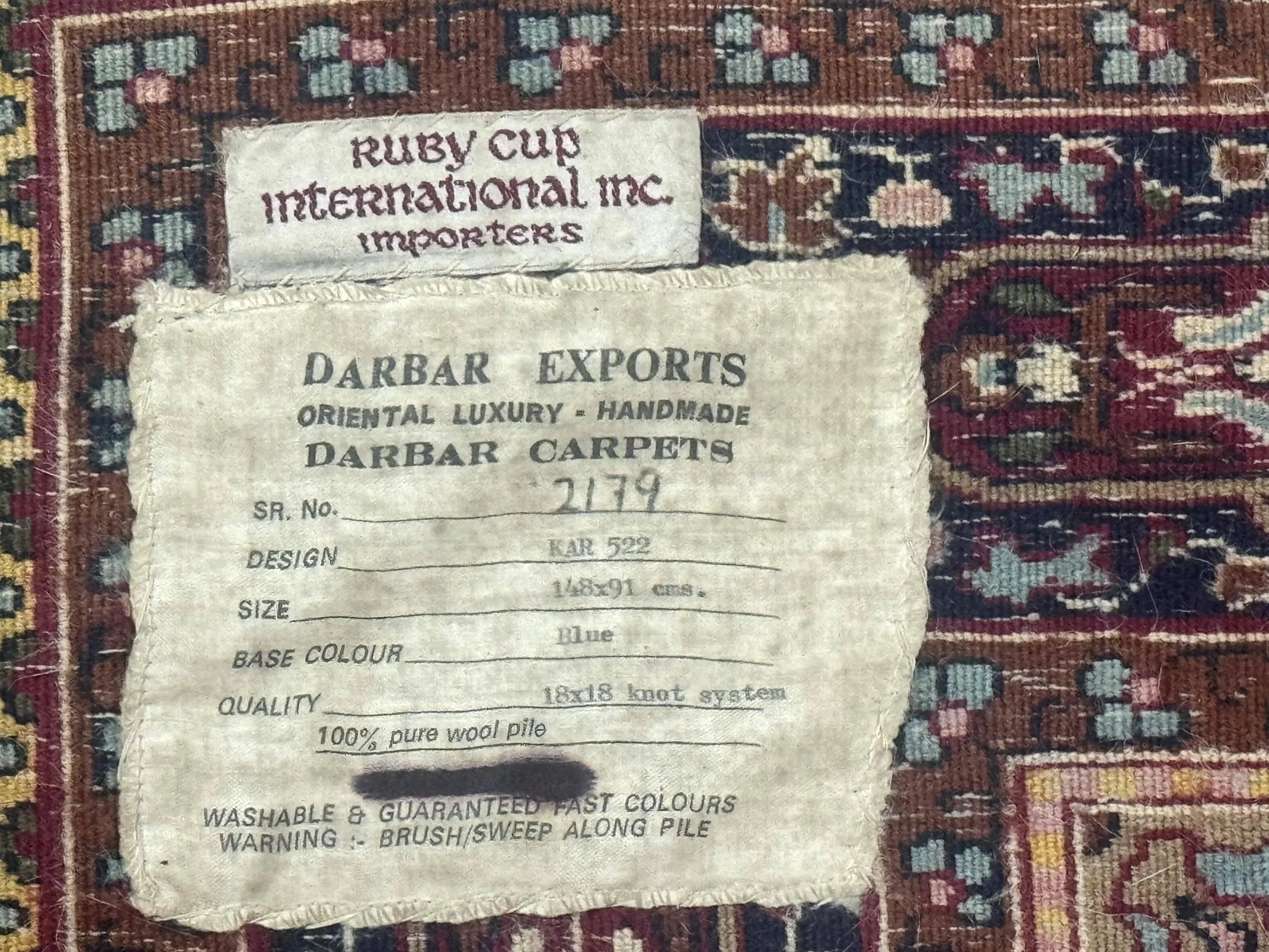 Indo Kashmiri Rug 3x5, Navy Blue, Very Fine 400 KPSI, Pair B - Image 10
