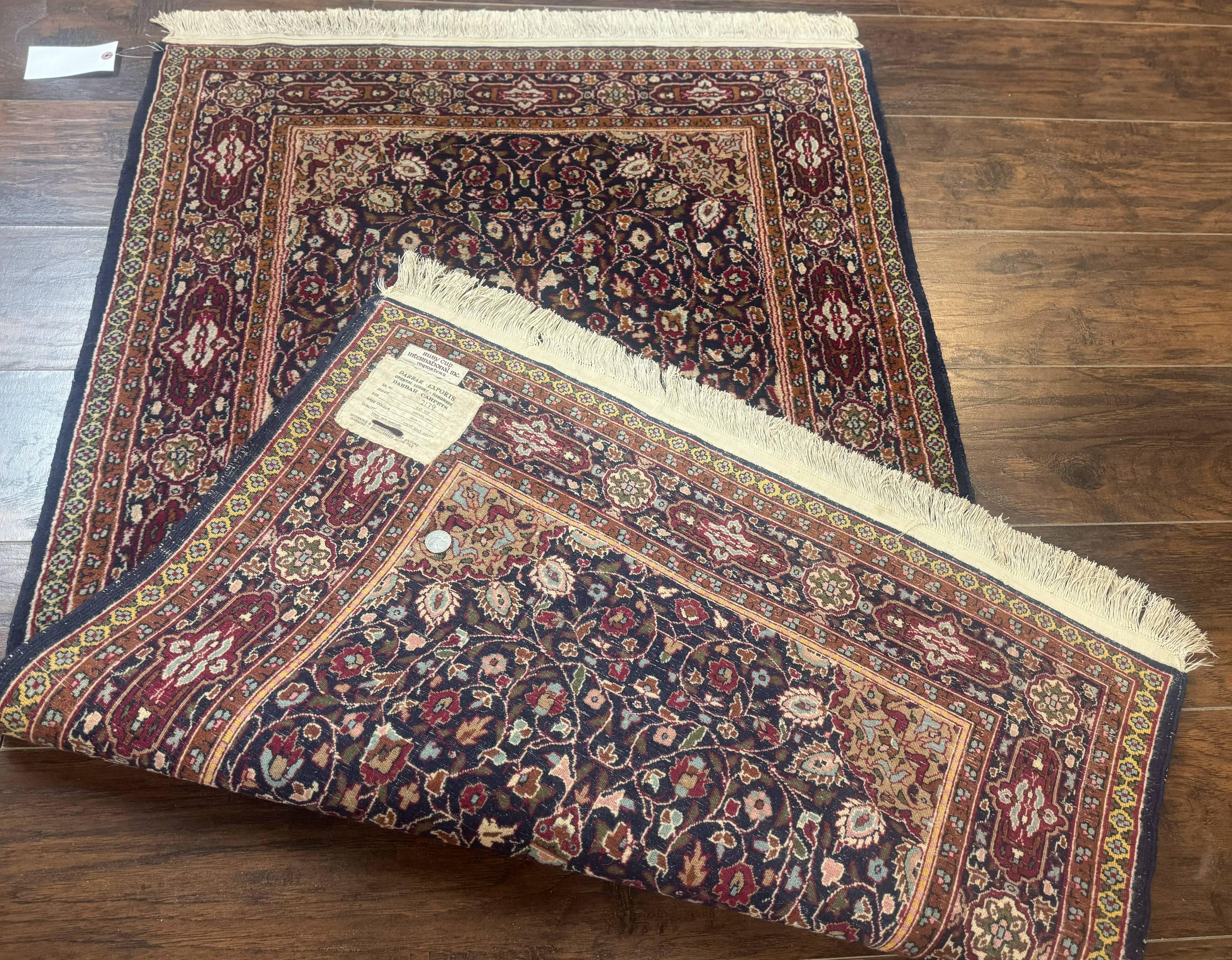 Indo Kashmiri Rug 3x5, Navy Blue, Very Fine 400 KPSI, Pair B - Image 11