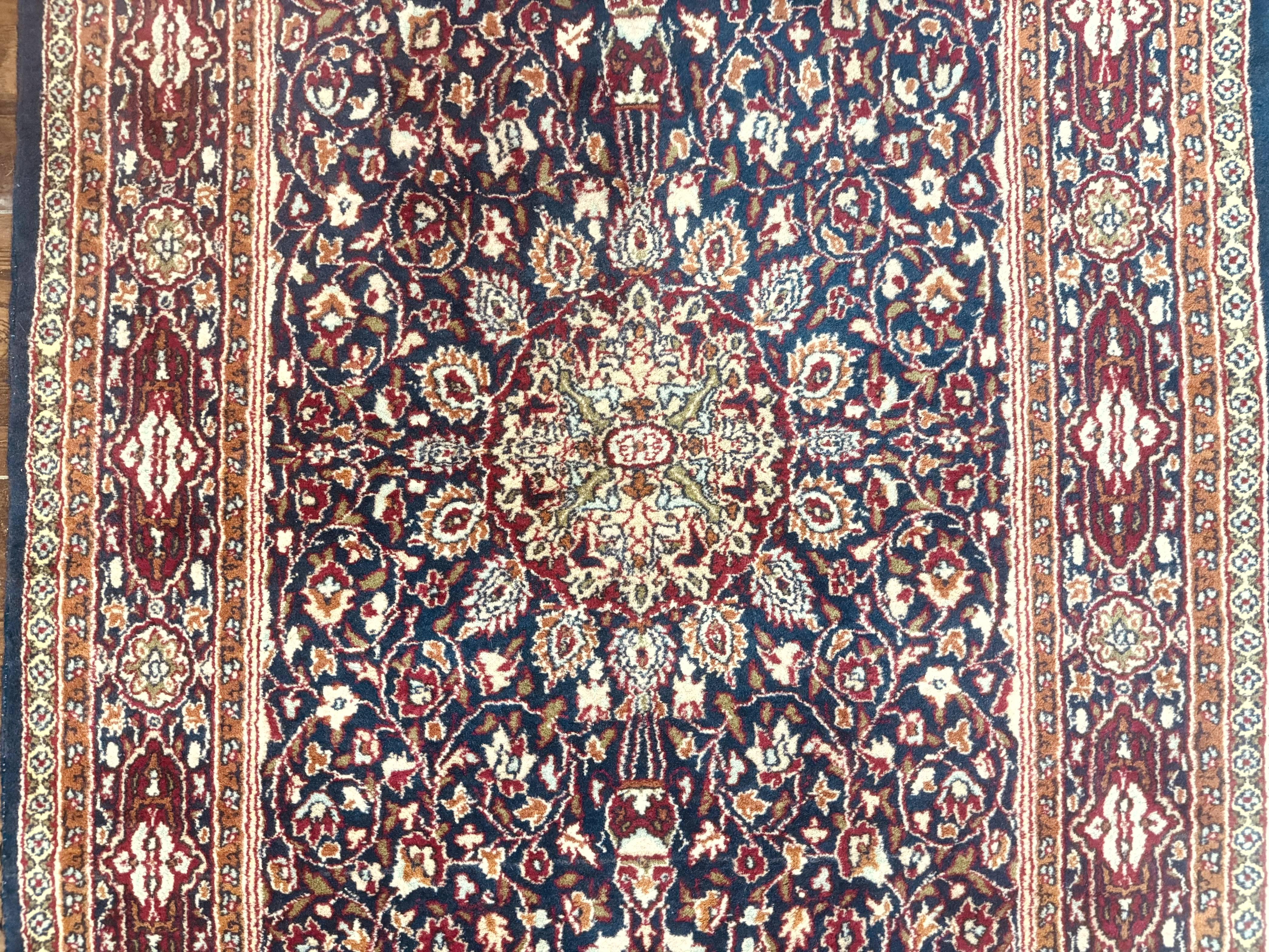 Indo Kashmiri Rug 3x5, Navy Blue, Very Fine 400 KPSI, Pair B - Image 4