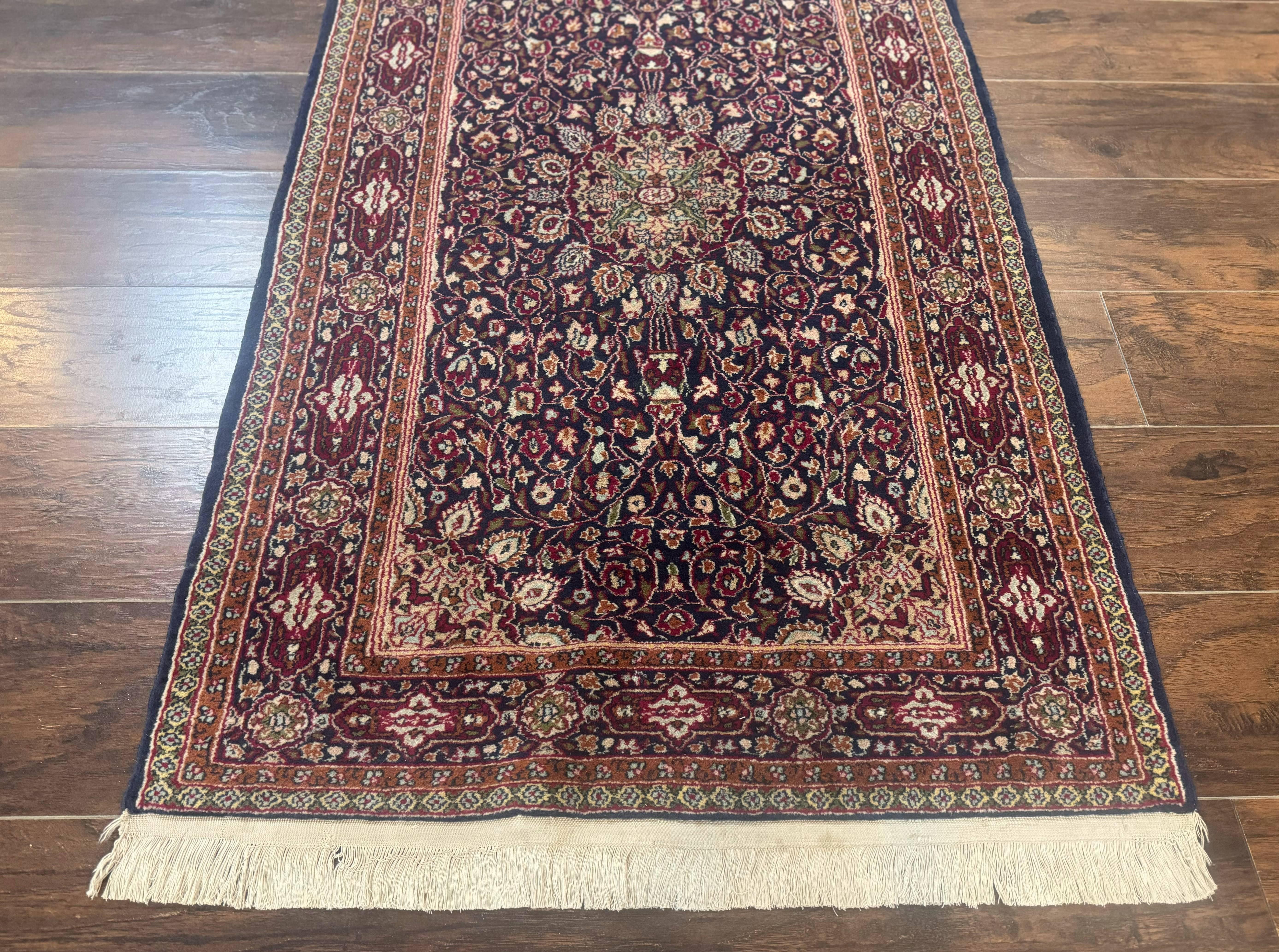 Indo Kashmiri Rug 3x5, Navy Blue, Very Fine 400 KPSI, Pair B - Image 5