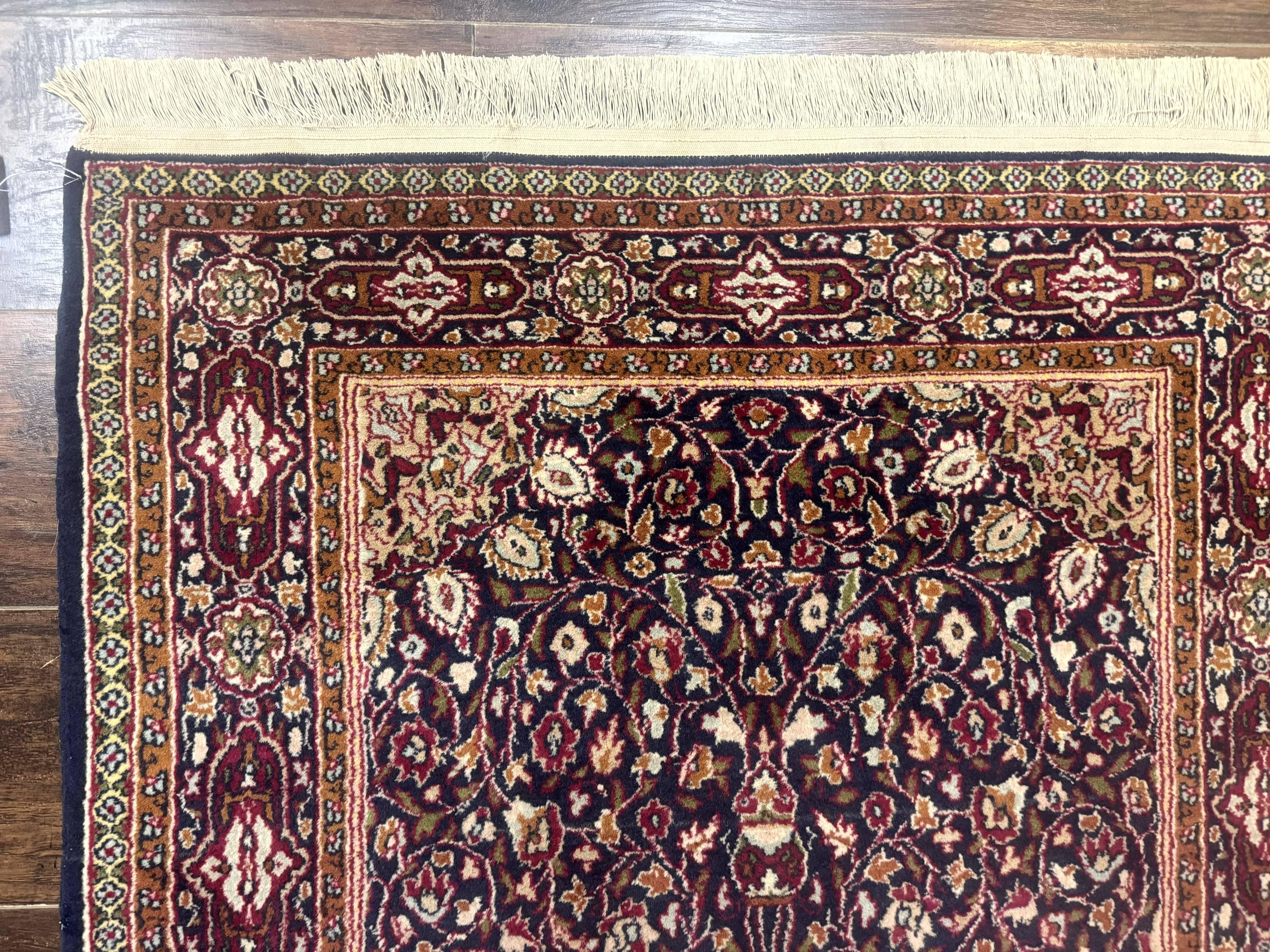 Indo Kashmiri Rug 3x5, Navy Blue, Very Fine 400 KPSI, Pair B - Image 6