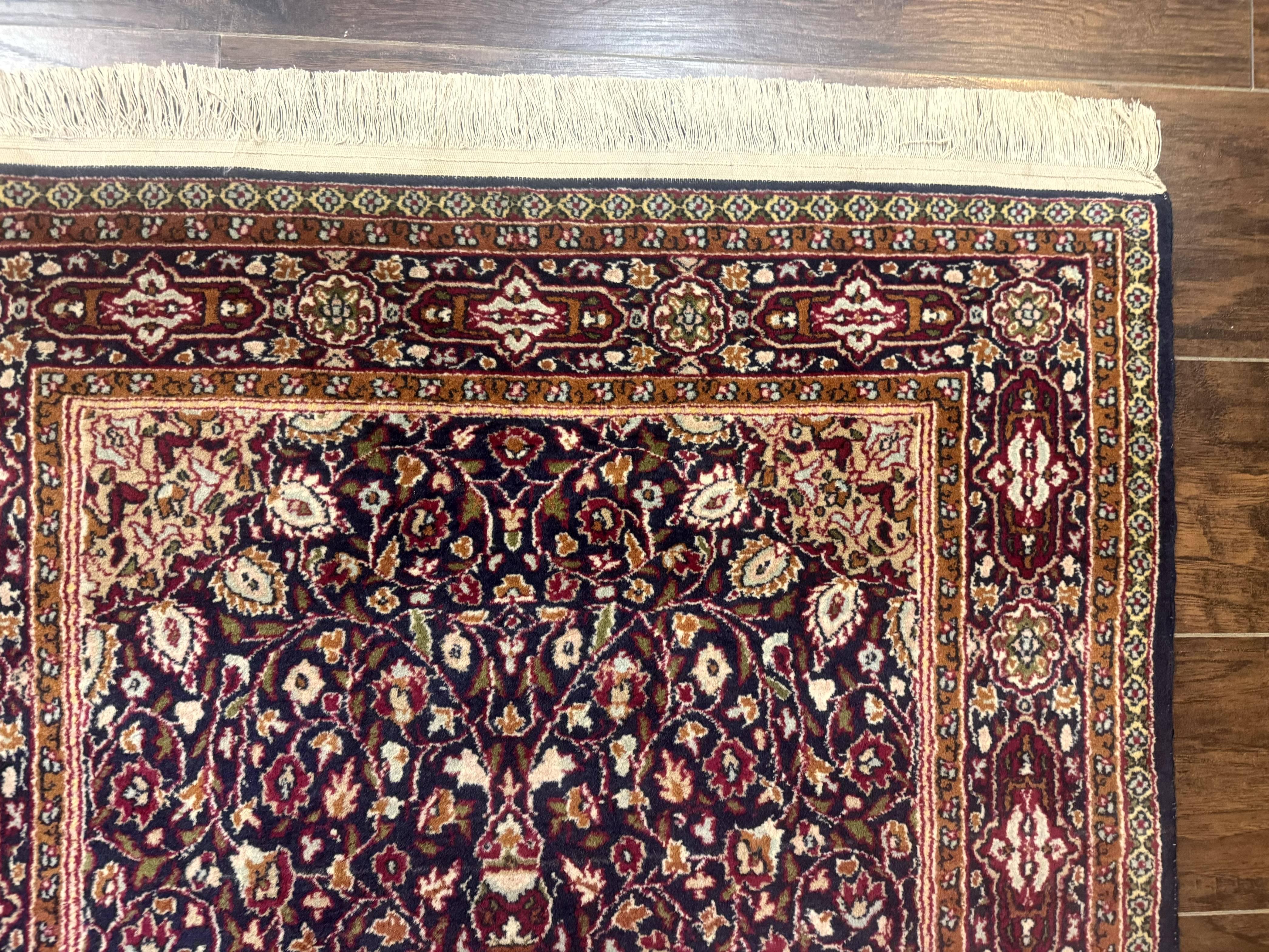 Indo Kashmiri Rug 3x5, Navy Blue, Very Fine 400 KPSI, Pair B - Image 7