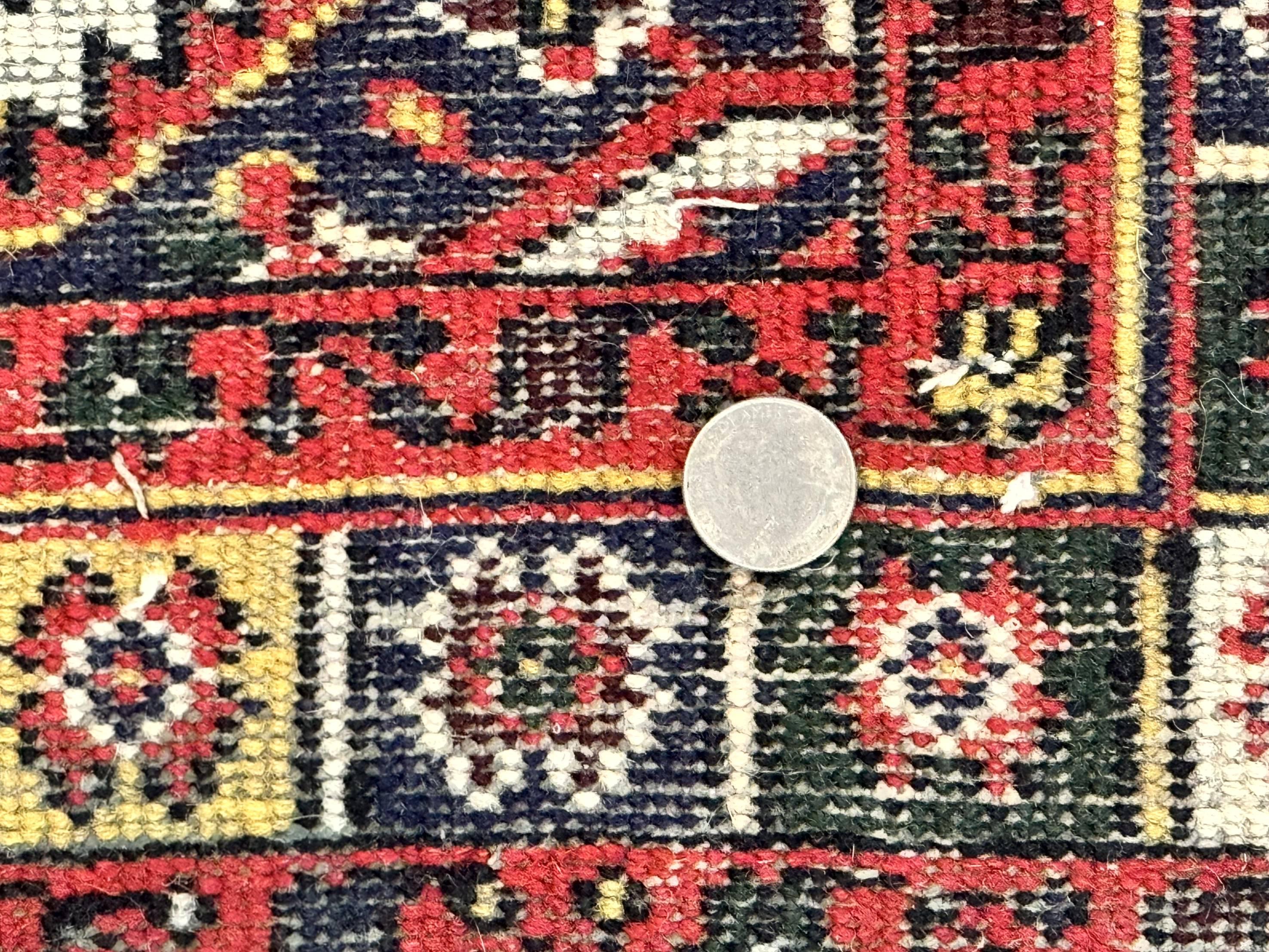 Indo Persian Bidjar Runner Rug 2.8 x 10, Vintage Rug for Hallway, 10ft Runner, Wool Handmade Ivory and Red, Medallions - Image 11