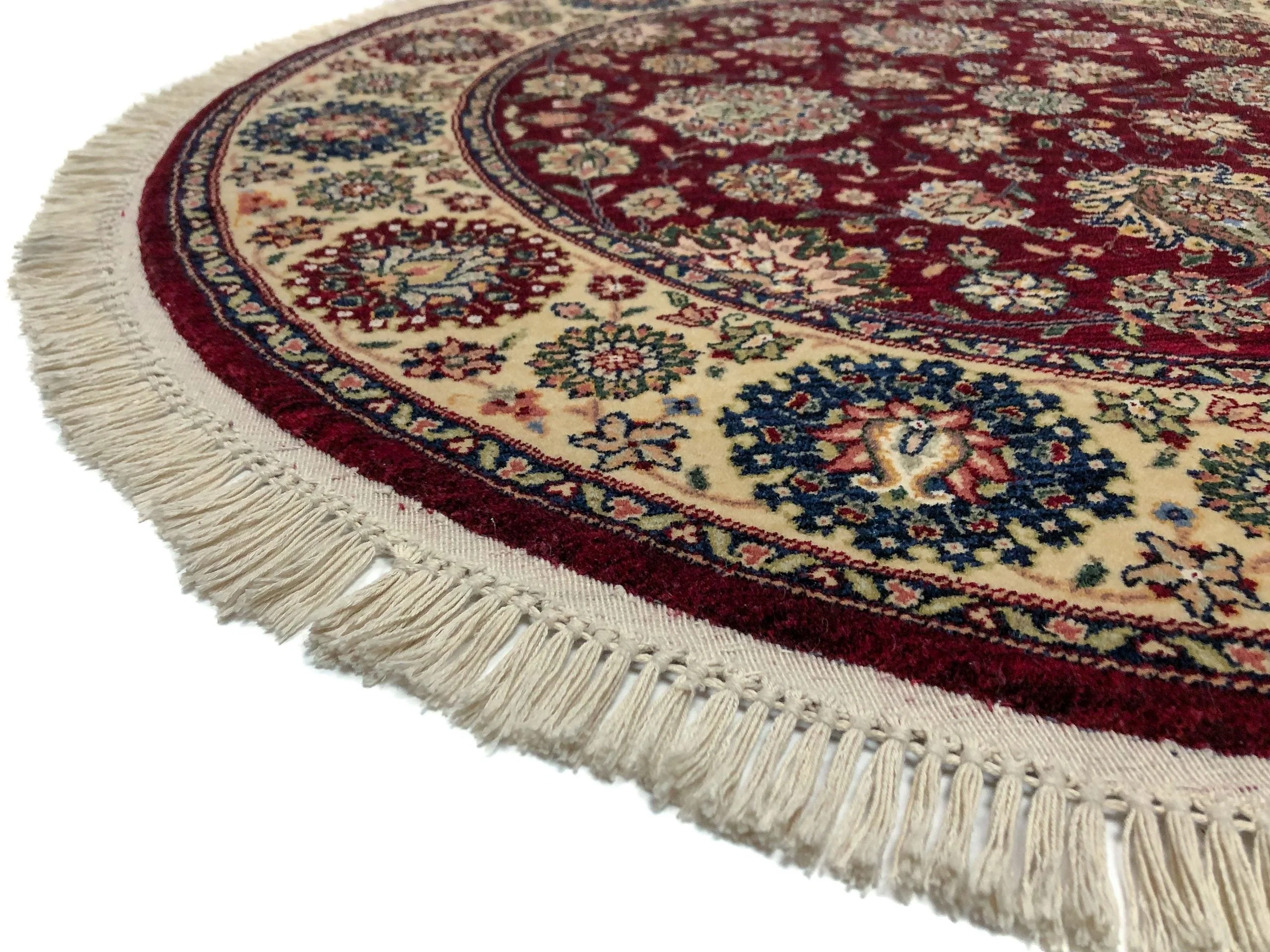 Indo-Tabriz dkred/ivory 4' Round - Image 3