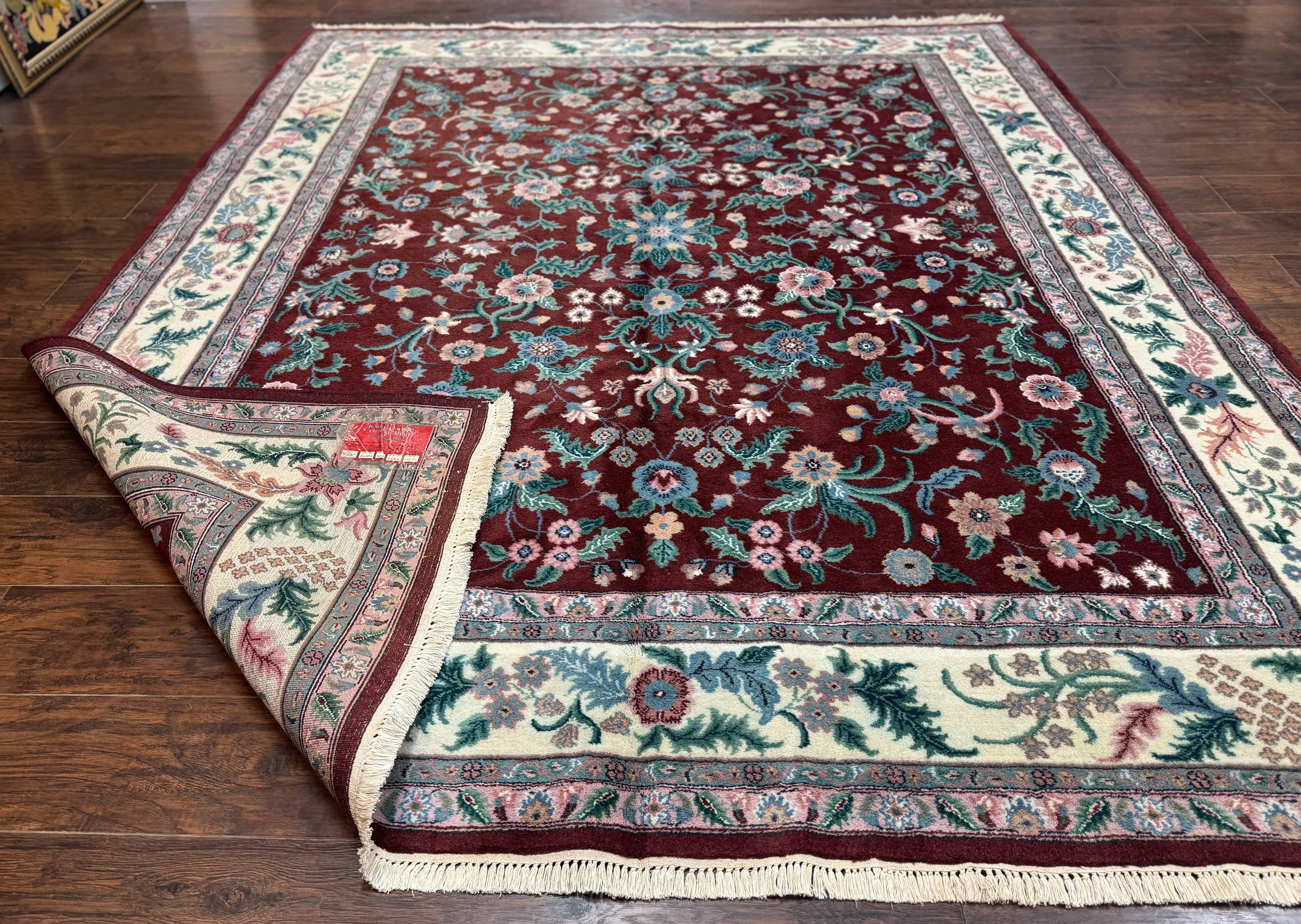 Indo Persian Rug 8x10, Red and Ivory, Floral Allover, Handmade Wool Area Rug - Image 11