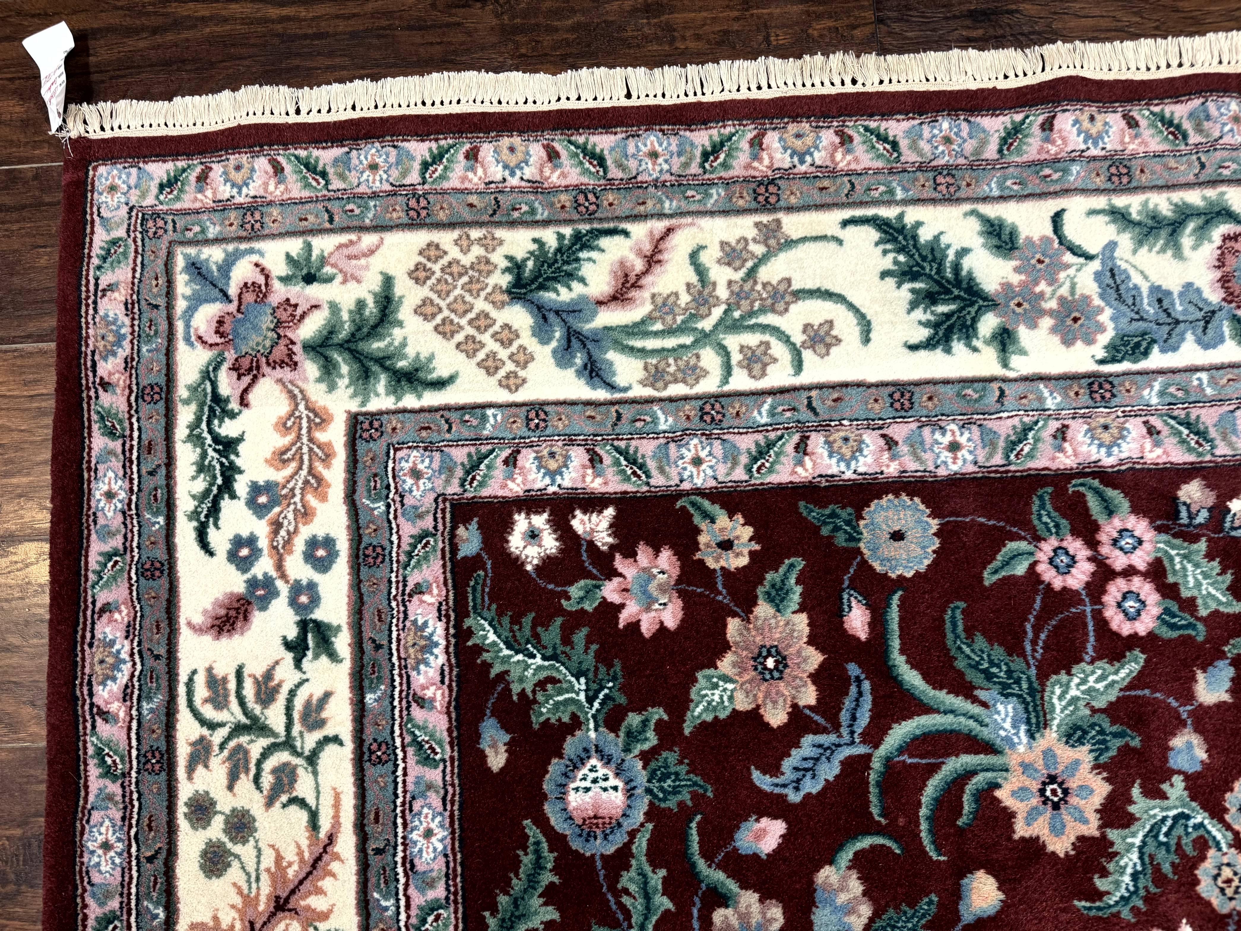 Indo Persian Rug 8x10, Red and Ivory, Floral Allover, Handmade Wool Area Rug - Image 6
