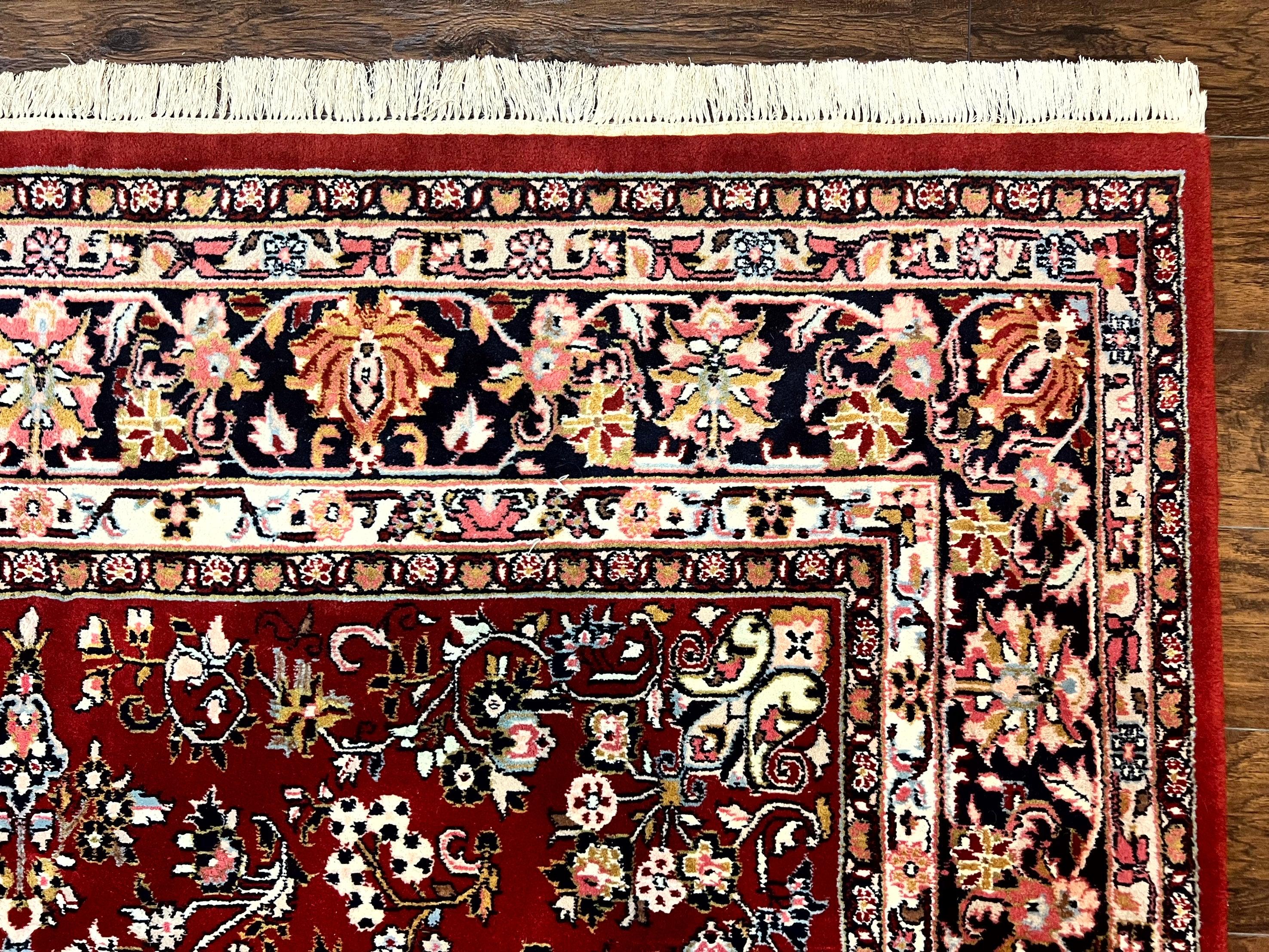 Indo Persian Sarouk Rug 8x10, Red, Floral Allover, Handmade Vintage Wool Carpet, Traditional Rug - Image 8