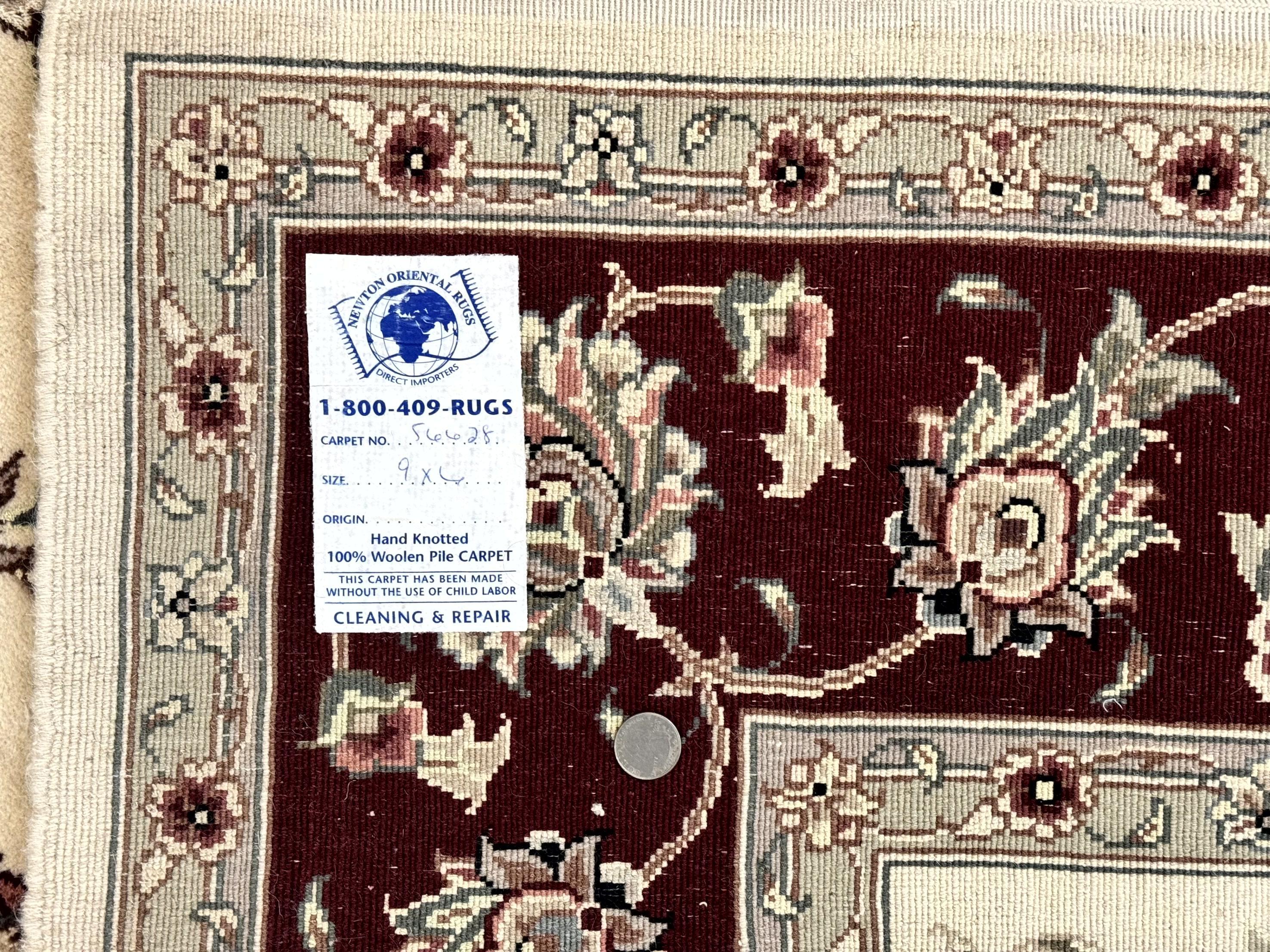 Ivory and Burgundy Pak Persian Rug 6x9 - Image 10