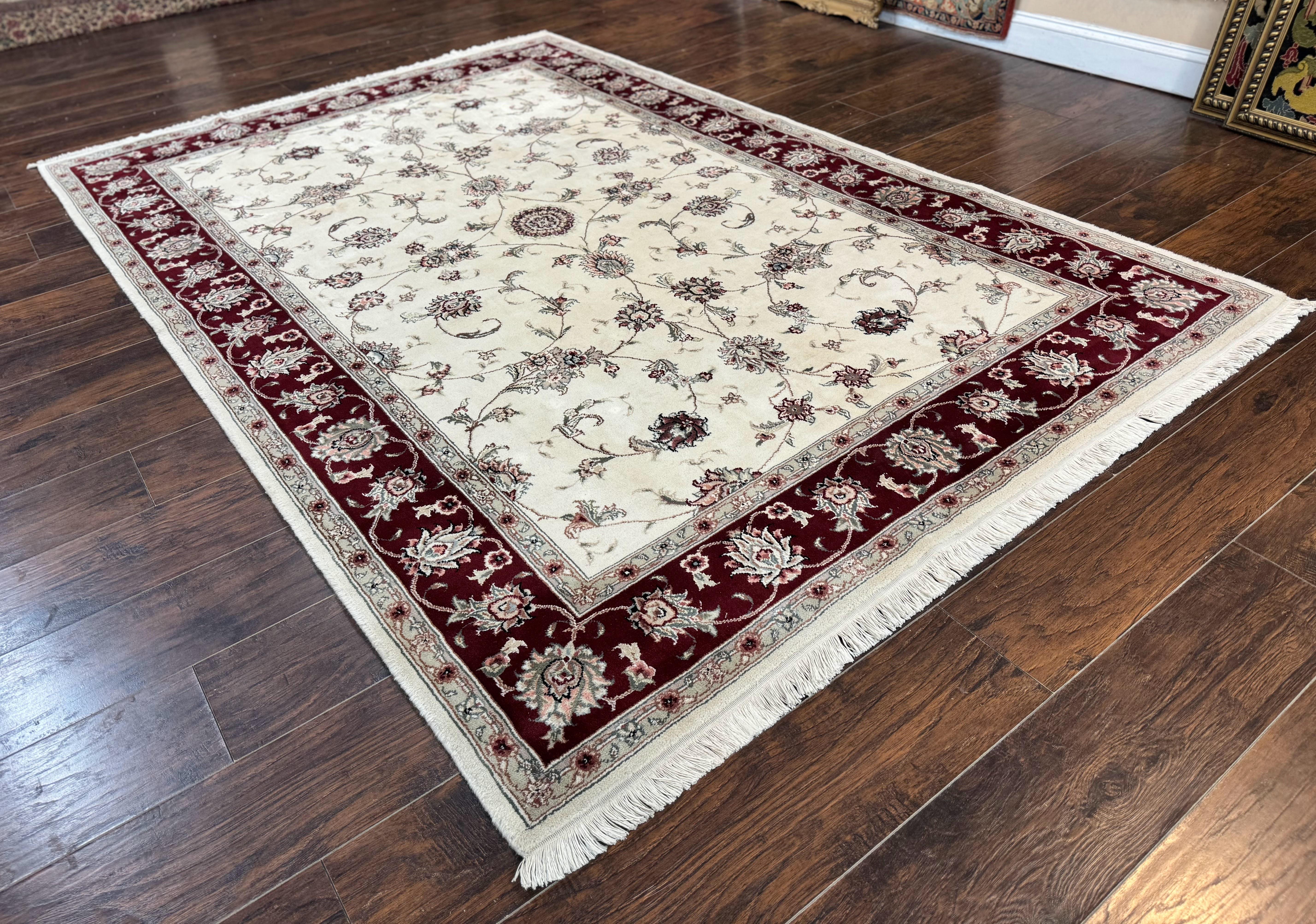 Ivory and Burgundy Pak Persian Rug 6x9 - Image 12