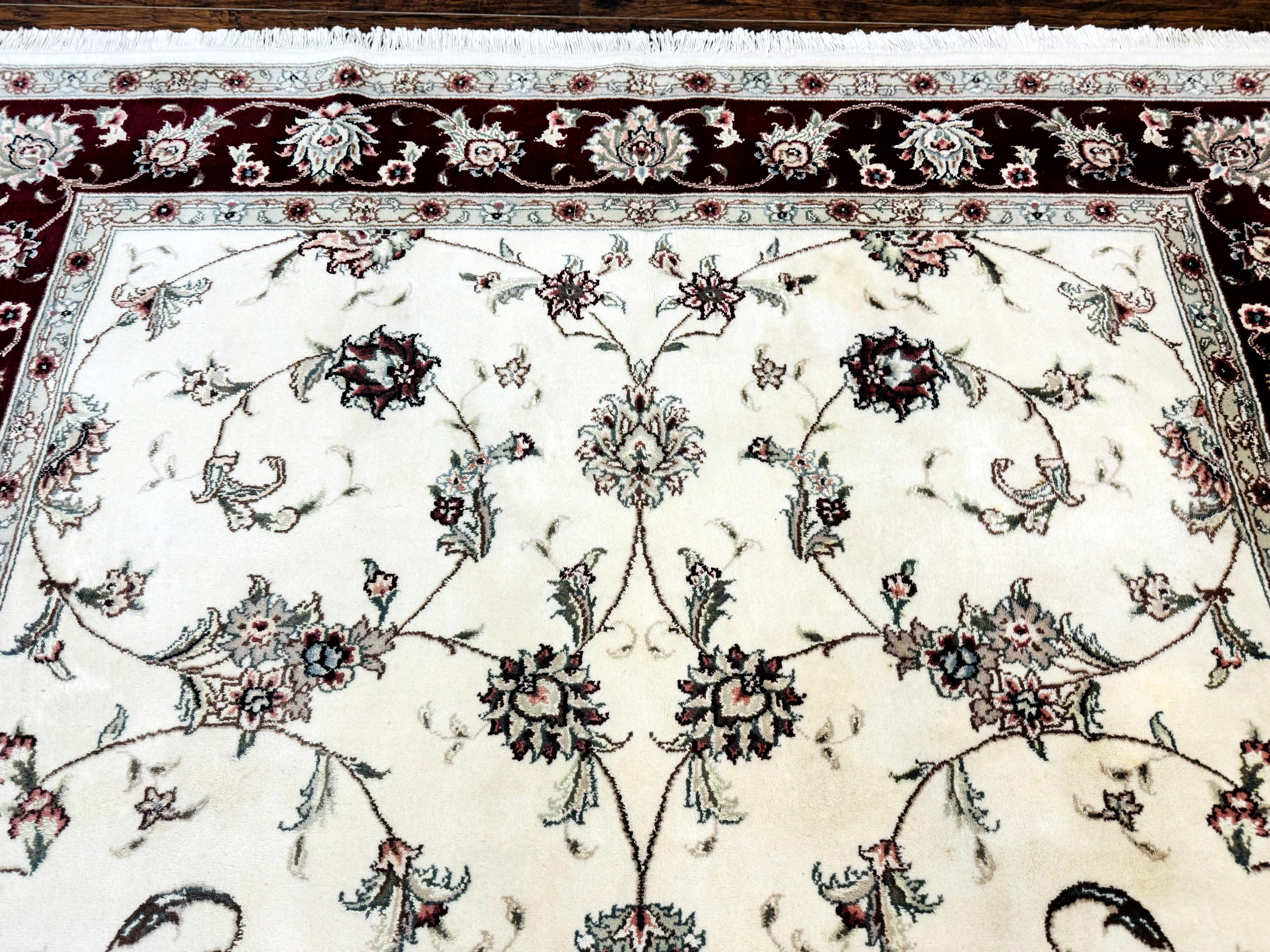 Ivory and Burgundy Pak Persian Rug 6x9 - Image 3