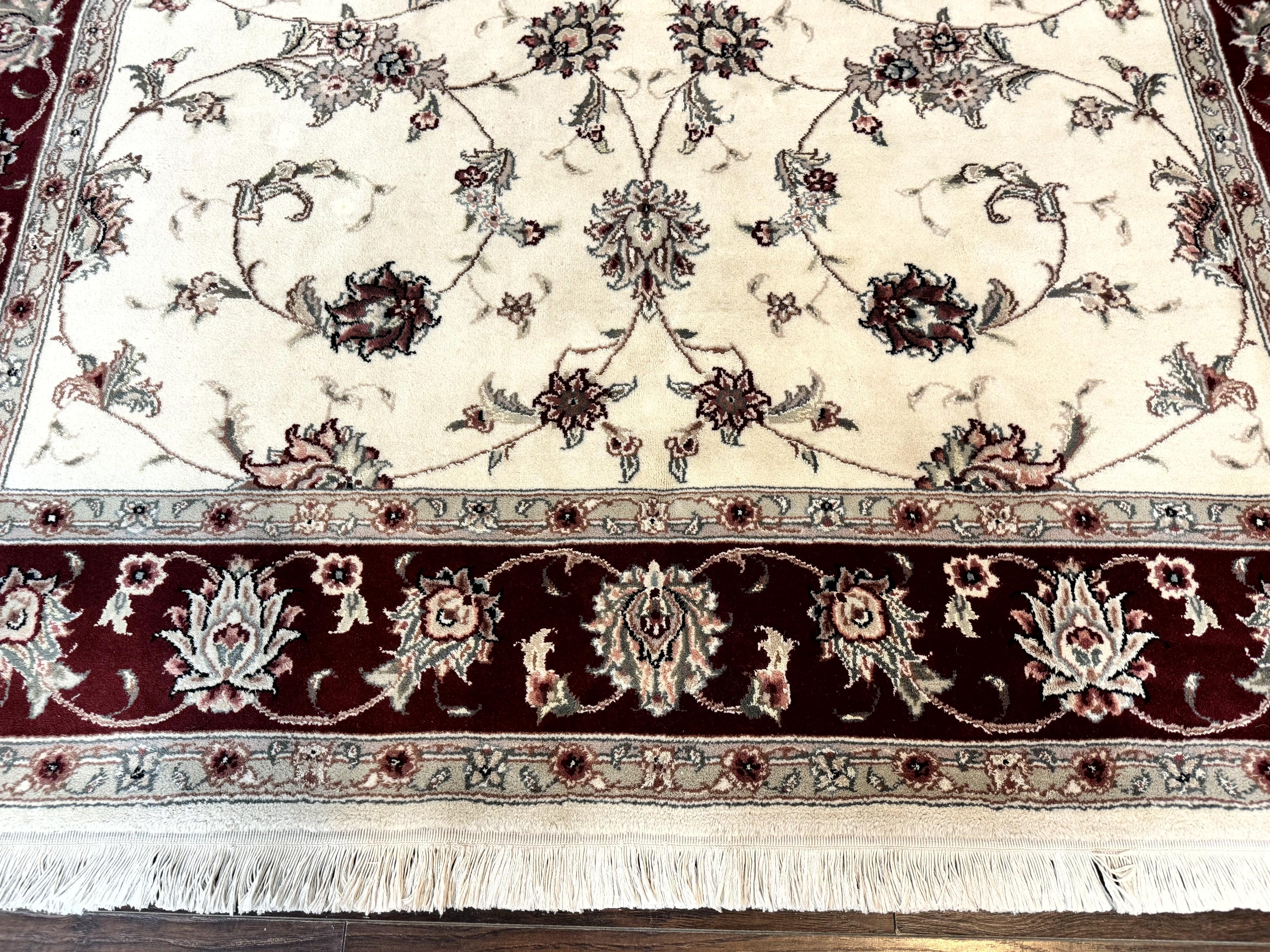 Ivory and Burgundy Pak Persian Rug 6x9 - Image 5