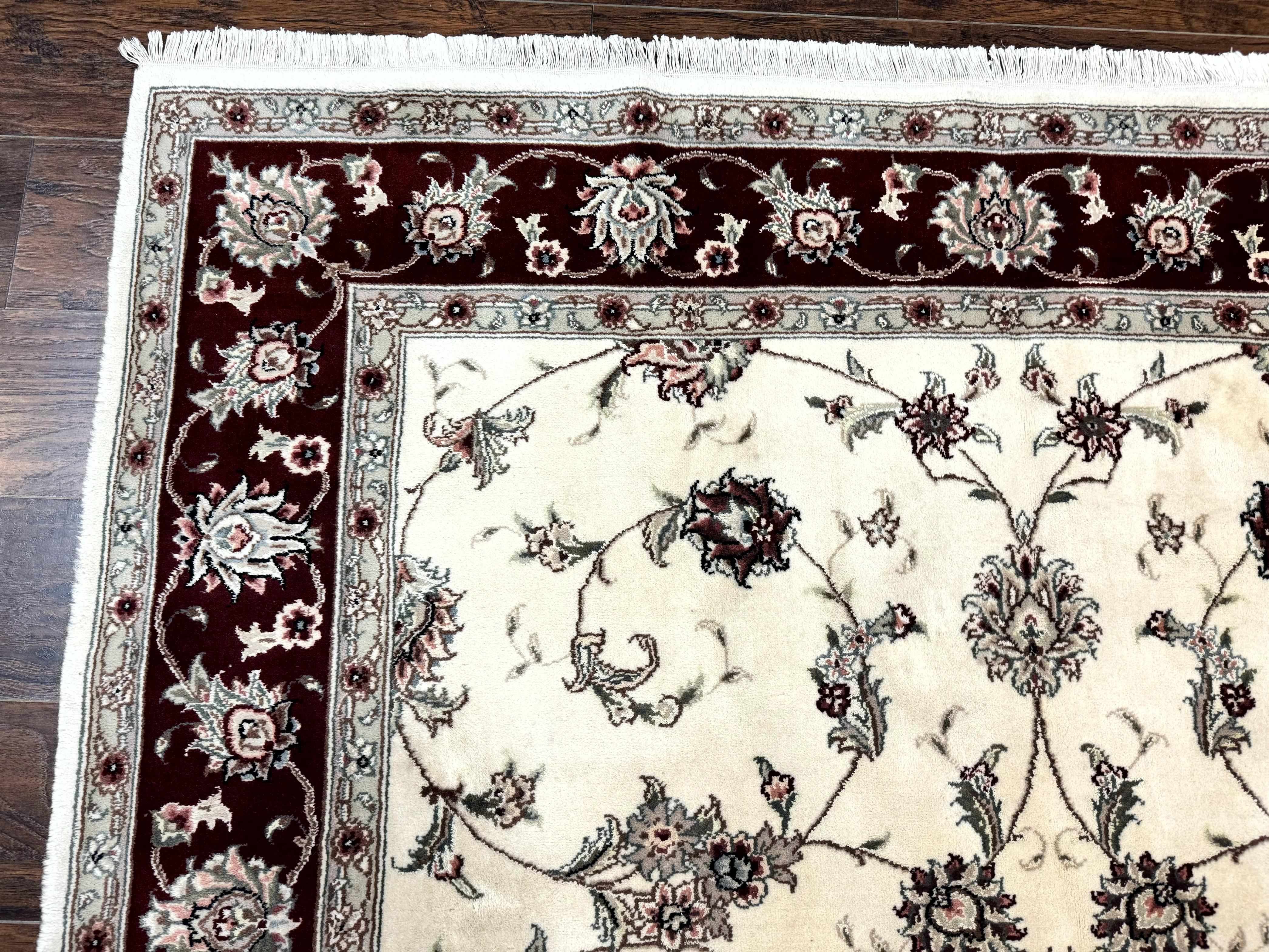 Ivory and Burgundy Pak Persian Rug 6x9 - Image 6