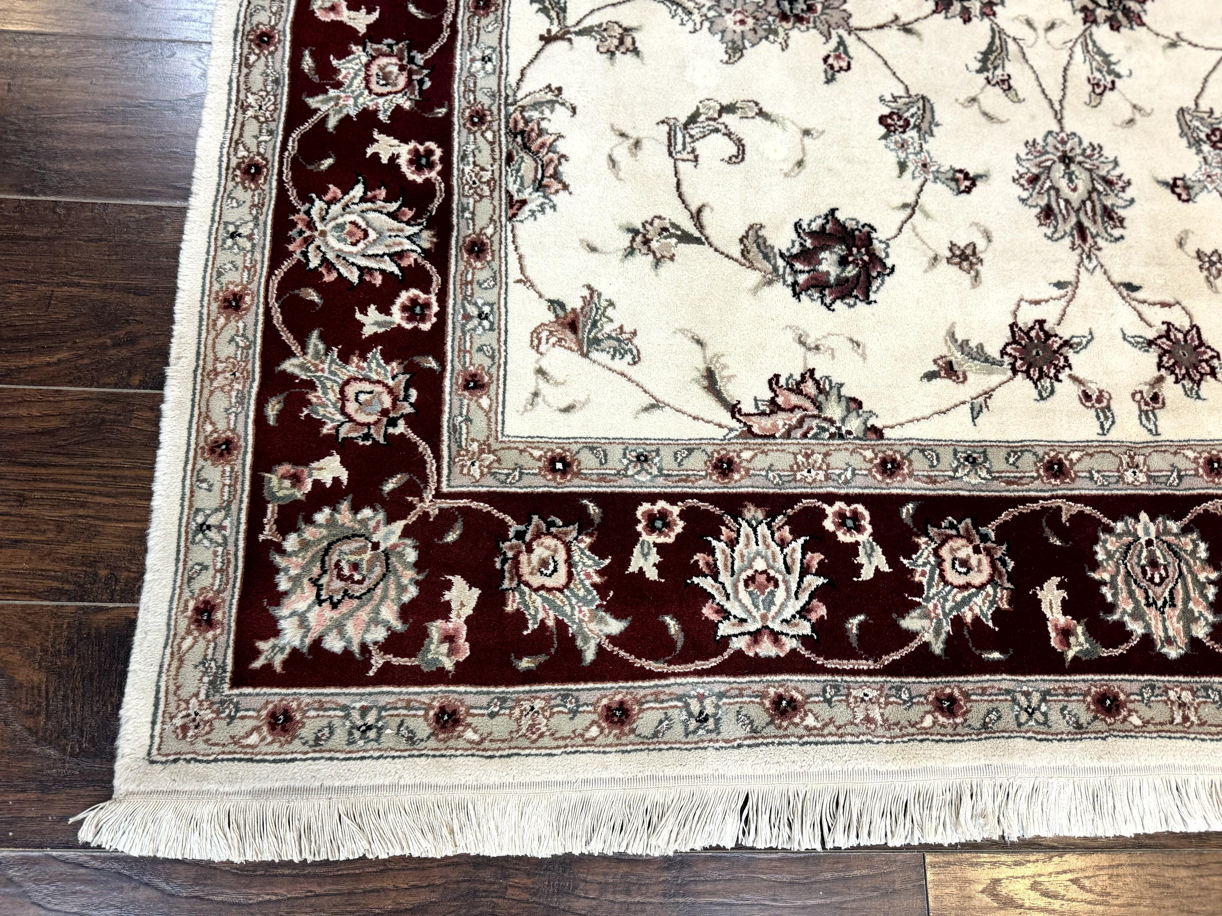 Ivory and Burgundy Pak Persian Rug 6x9 - Image 8