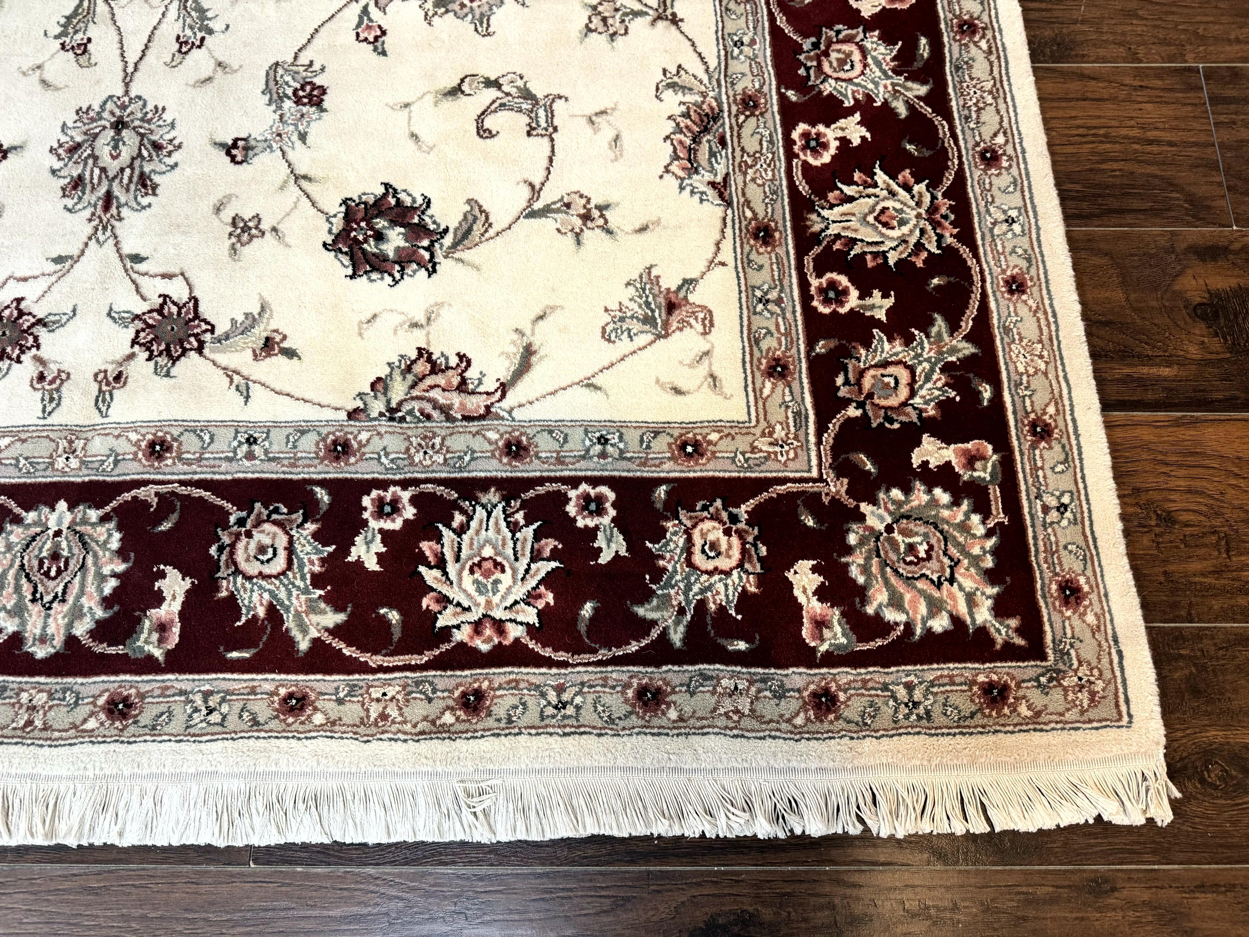 Ivory and Burgundy Pak Persian Rug 6x9 - Image 9
