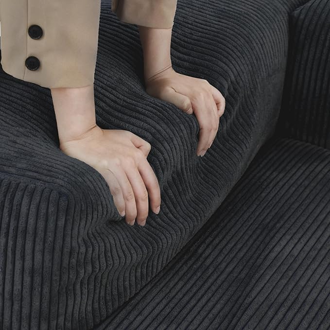 Kanso Corduroy Modular Bouclé Cloud Couch - Black - 2-Seater Sofa - Image 4