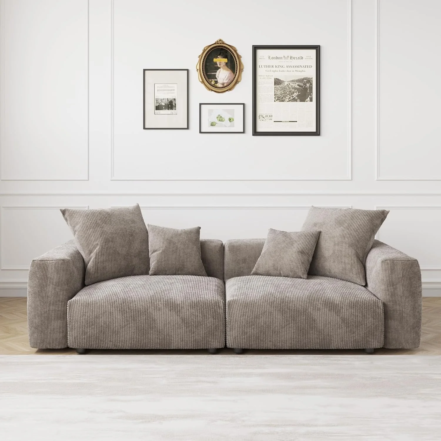 Kanso Corduroy Modular Bouclé Cloud Couch - Brown - 2-Seater Sofa