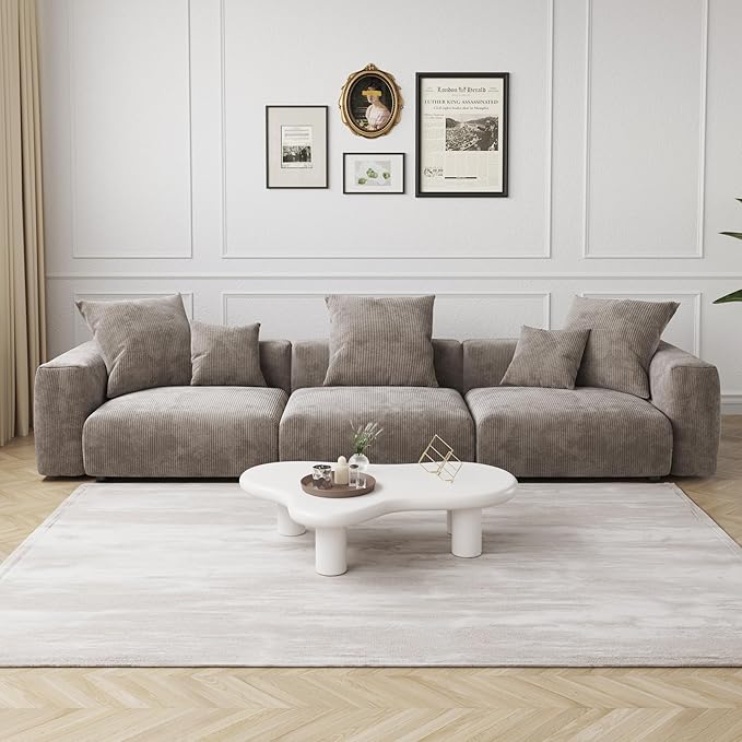Kanso Corduroy Modular Bouclé Cloud Couch - Brown - 3-Seater Sofa