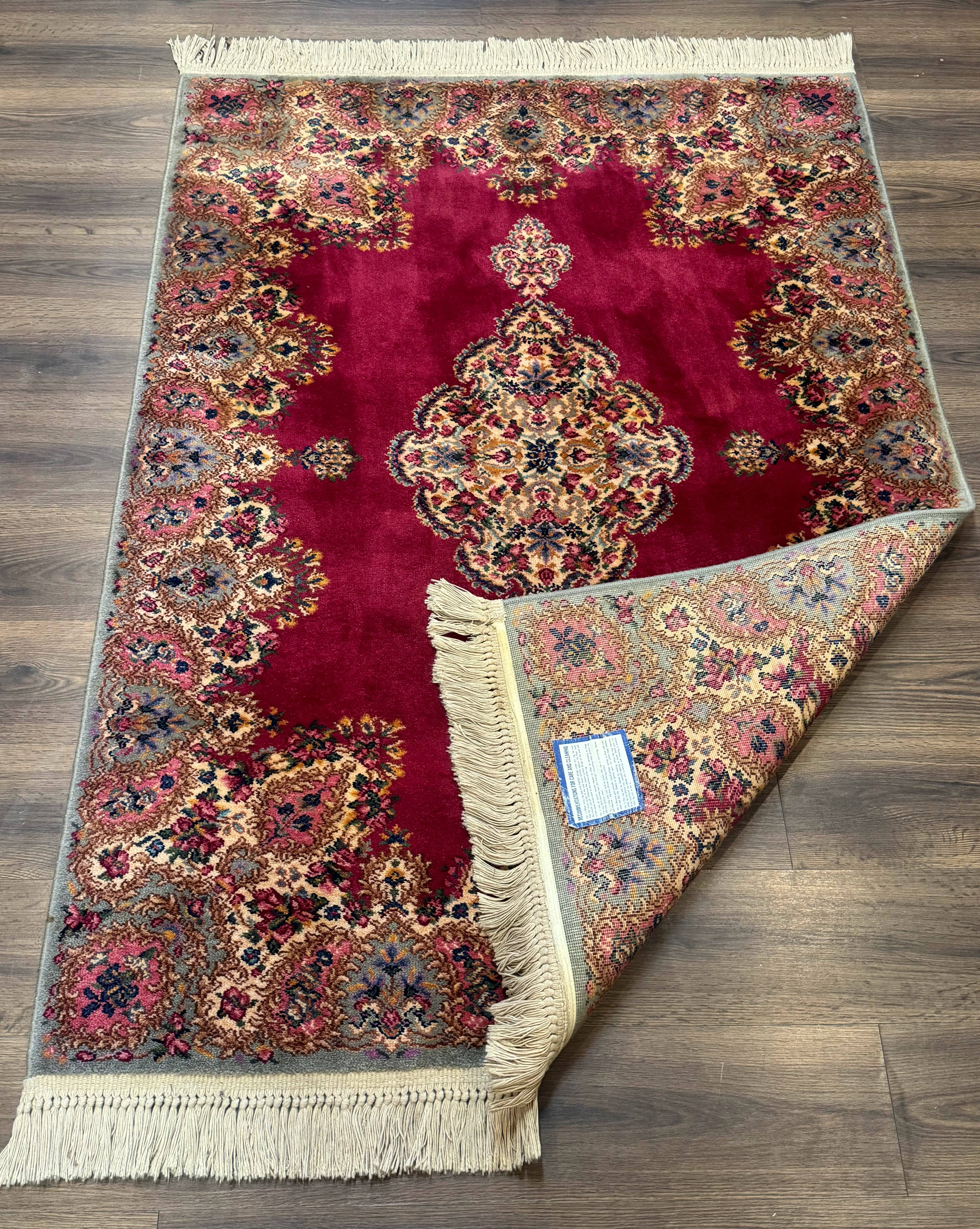 Karastan Rug 4x6 Red Medallion Kirman #762, Wool Vintage Original 700 Series - Image 11