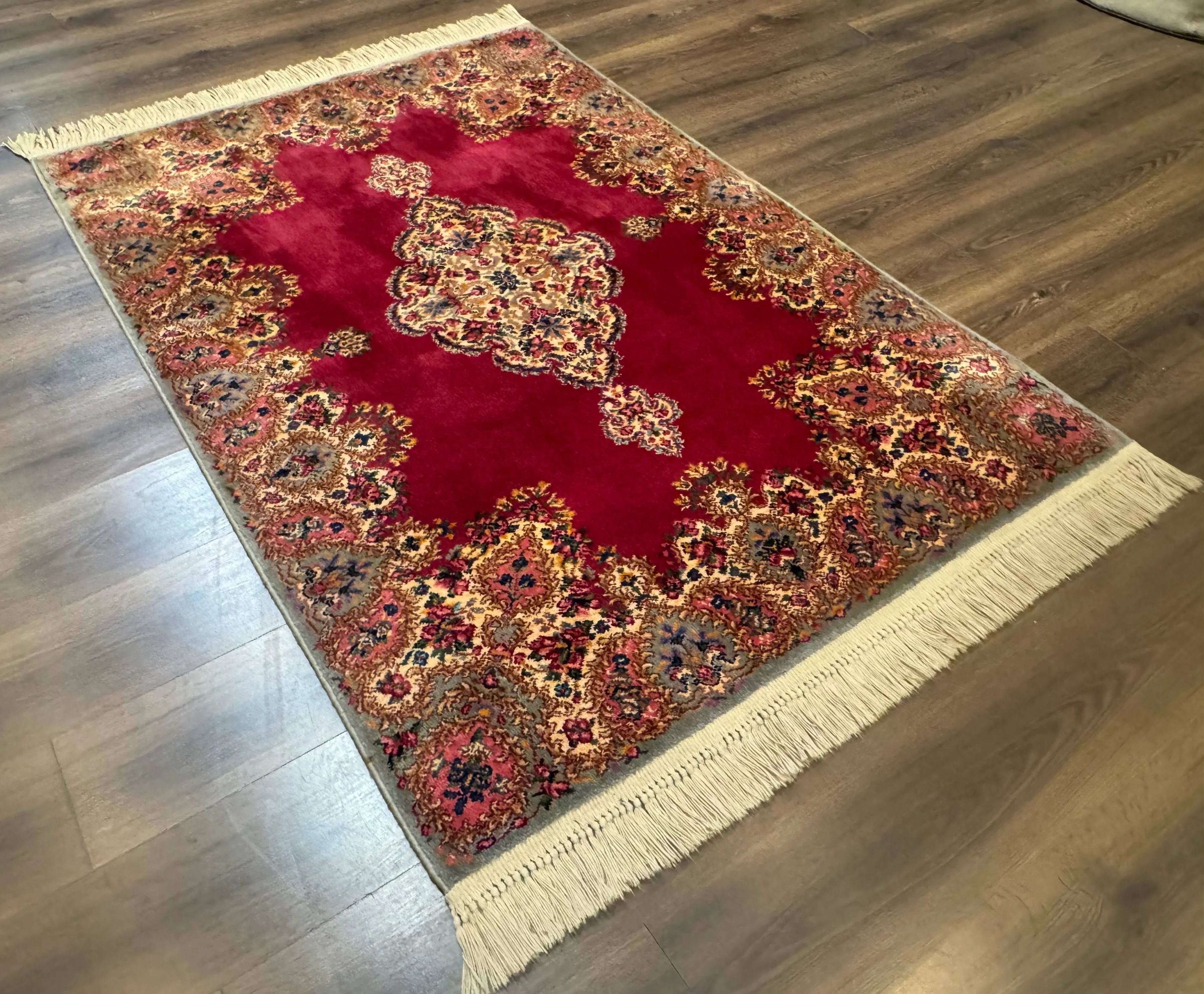 Karastan Rug 4x6 Red Medallion Kirman #762, Wool Vintage Original 700 Series - Image 12