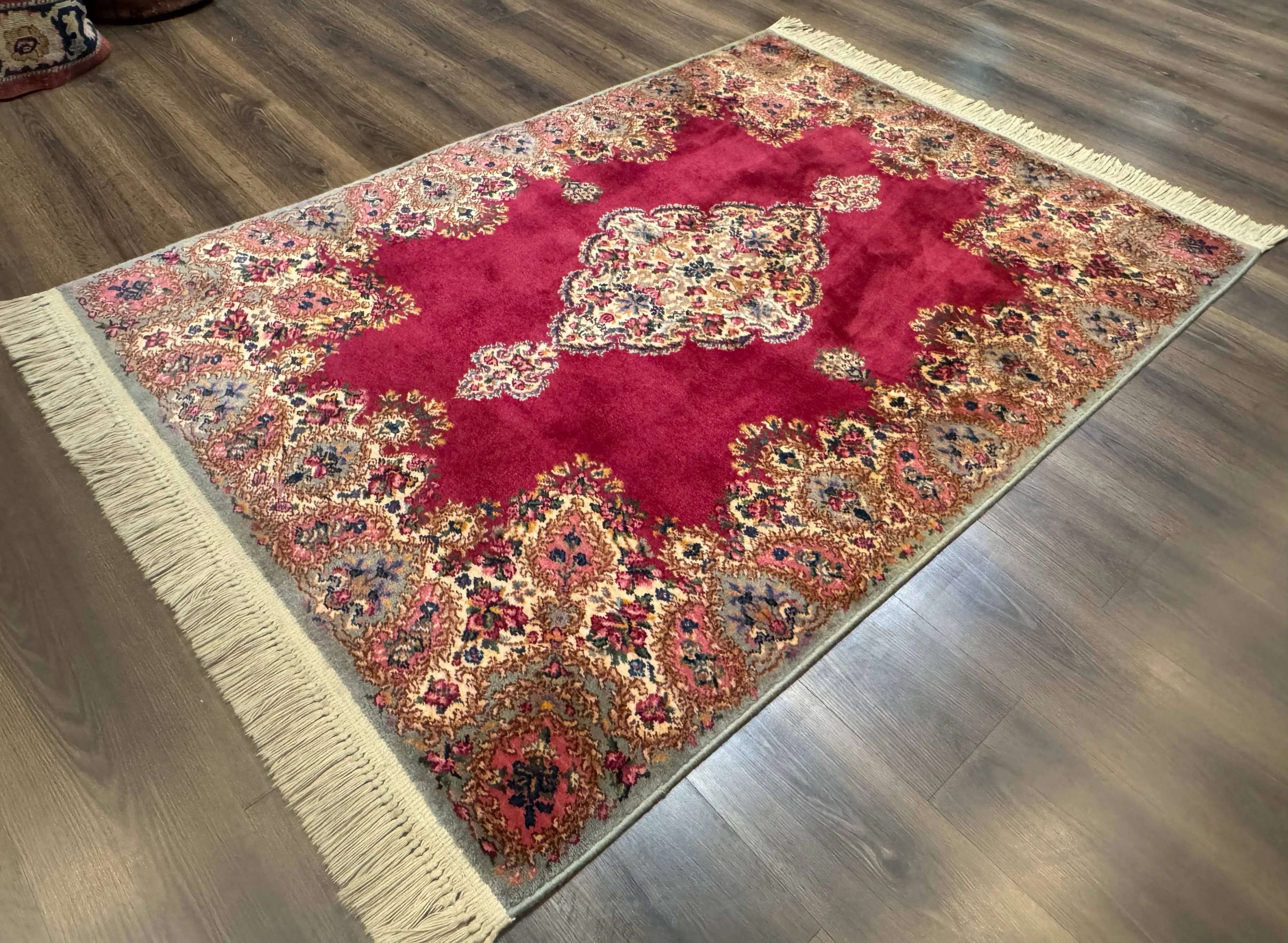 Karastan Rug 4x6 Red Medallion Kirman #762, Wool Vintage Original 700 Series - Image 2
