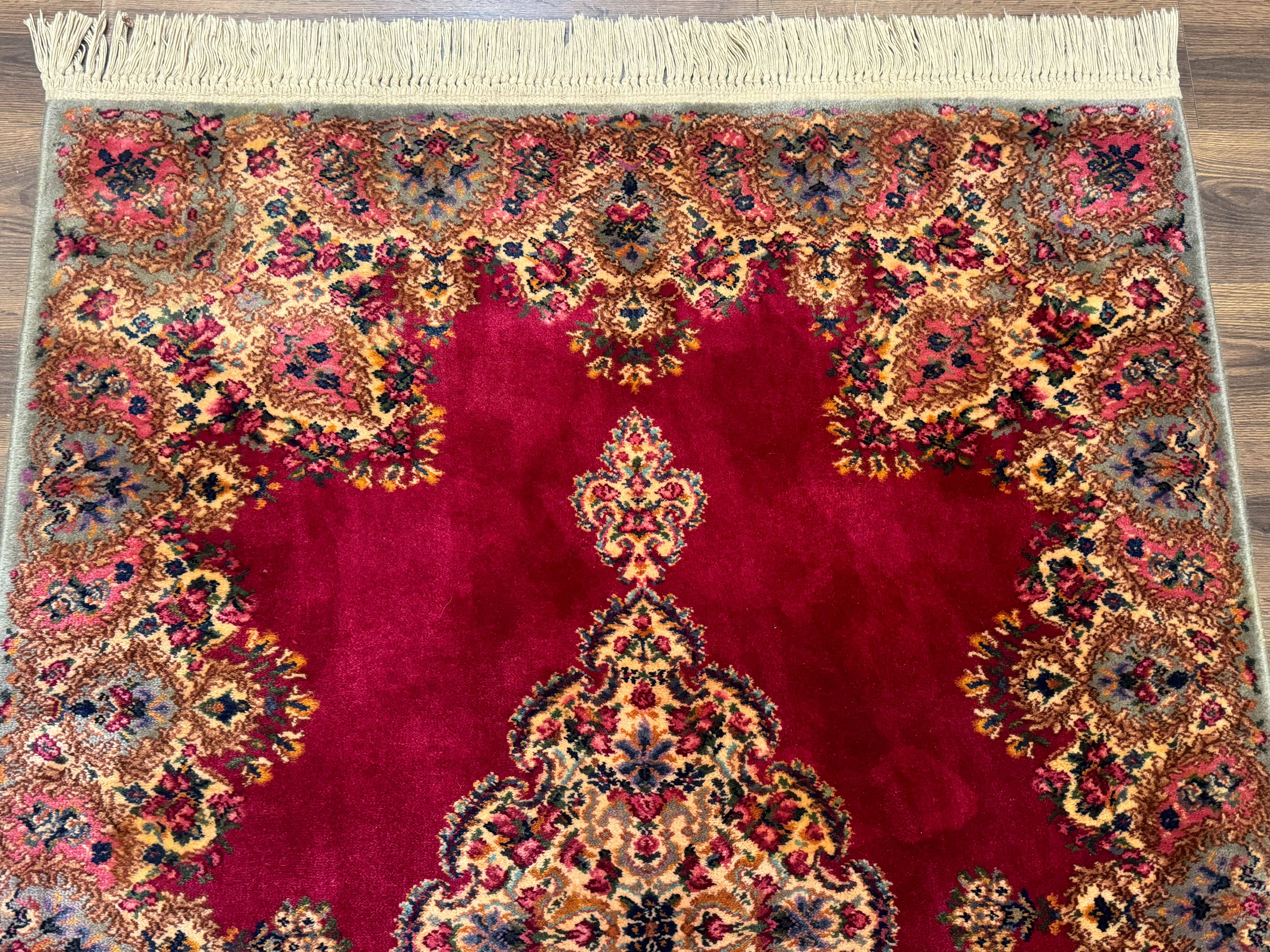 Karastan Rug 4x6 Red Medallion Kirman #762, Wool Vintage Original 700 Series - Image 3