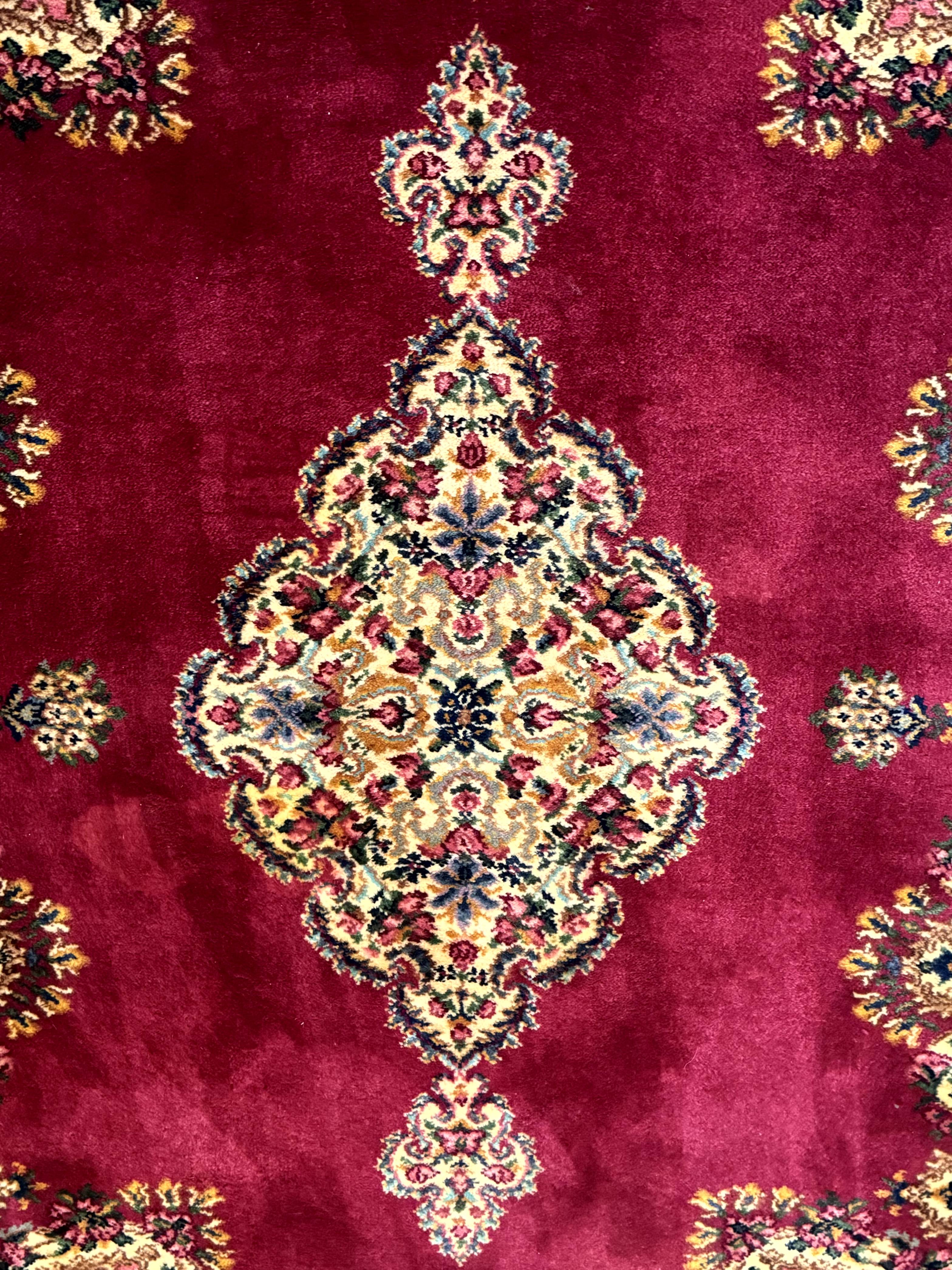 Karastan Rug 4x6 Red Medallion Kirman #762, Wool Vintage Original 700 Series - Image 4